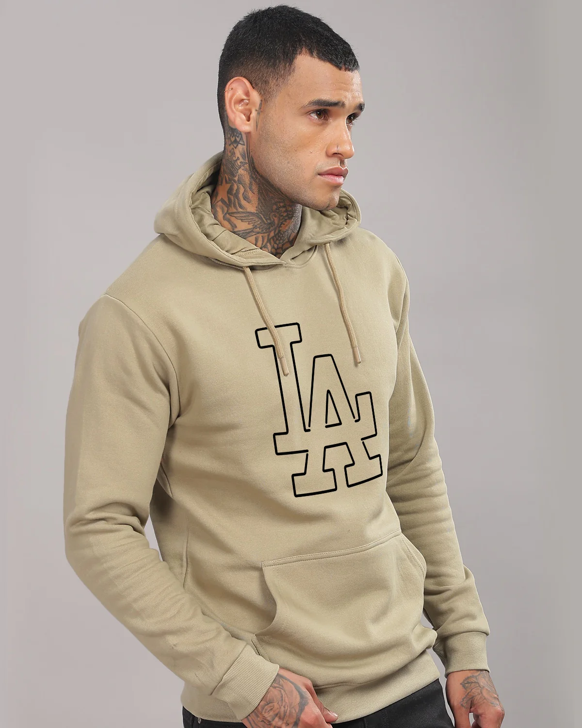 Men Beige Printed Hoodie - Image 5