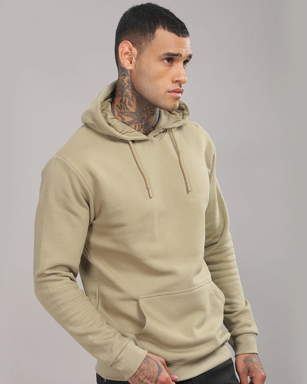 Men Beige Printed Hoodie - Image 4