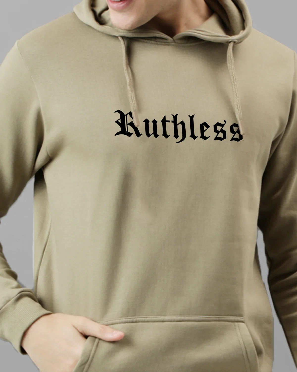Men Beige Printed Hoodie - Image 3