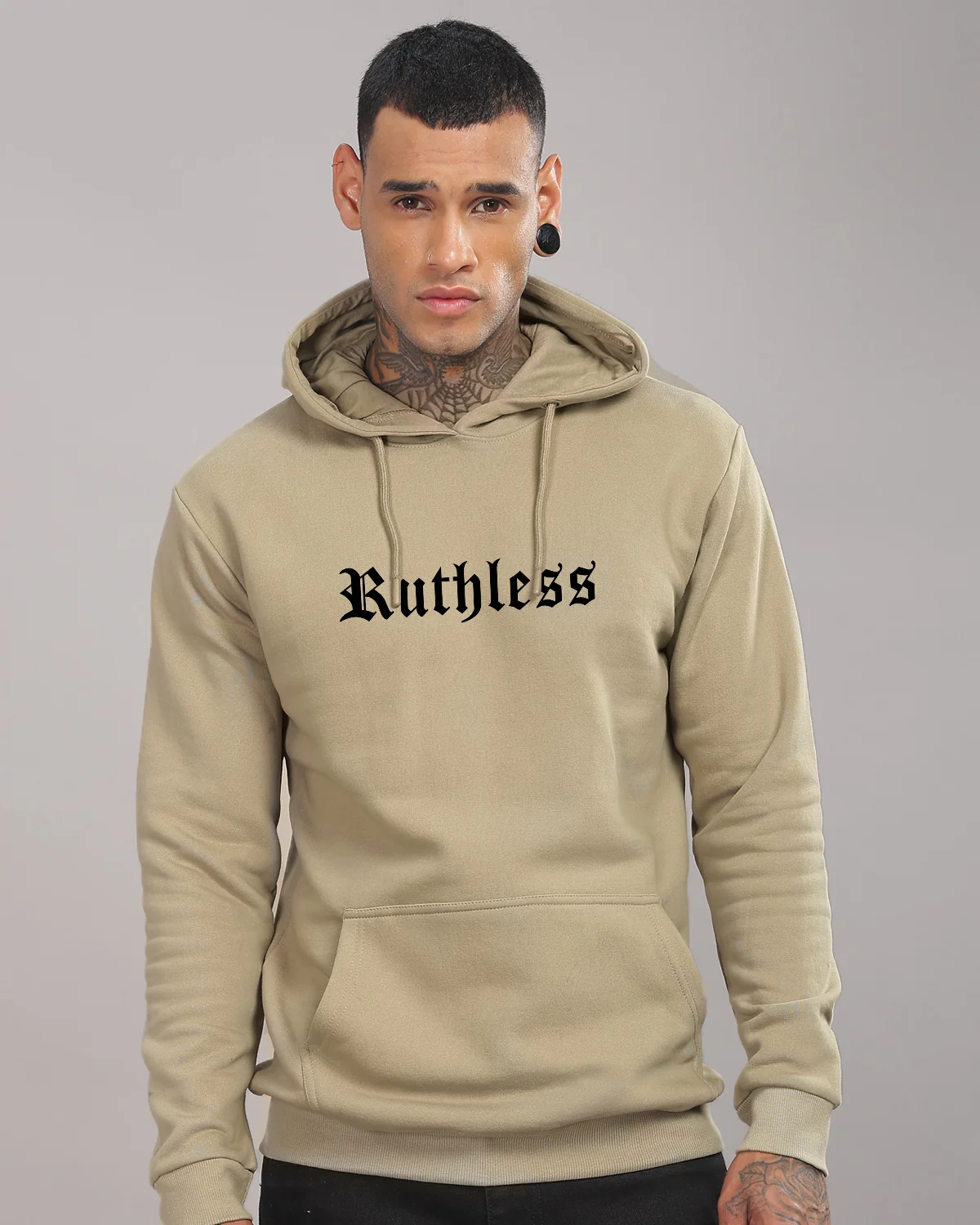 Men Beige Printed Hoodie - Image 4