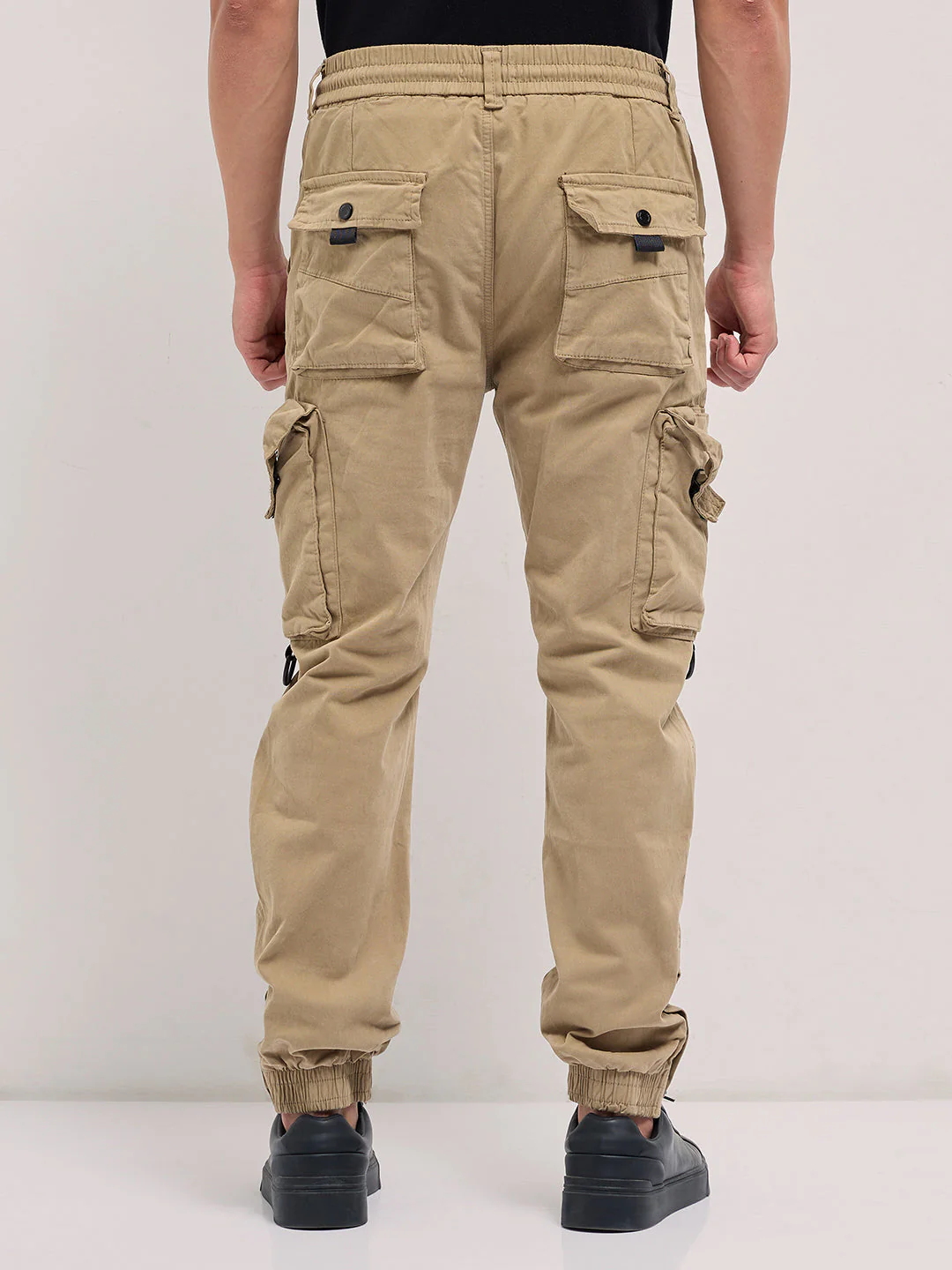 Men Beige Regular Fit Cargo Pants - Image 2