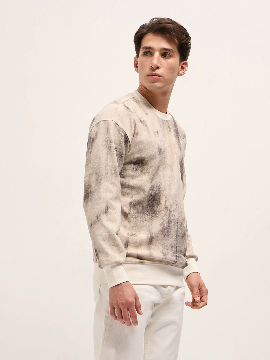 Men Beige Regular Fit Crew Neck T-Shirt - Image 3