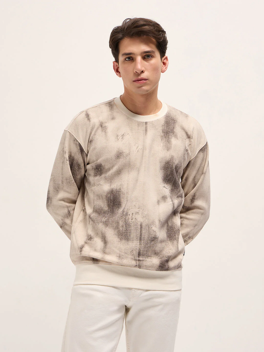 Men Beige Regular Fit Crew Neck T-Shirt - Image 5