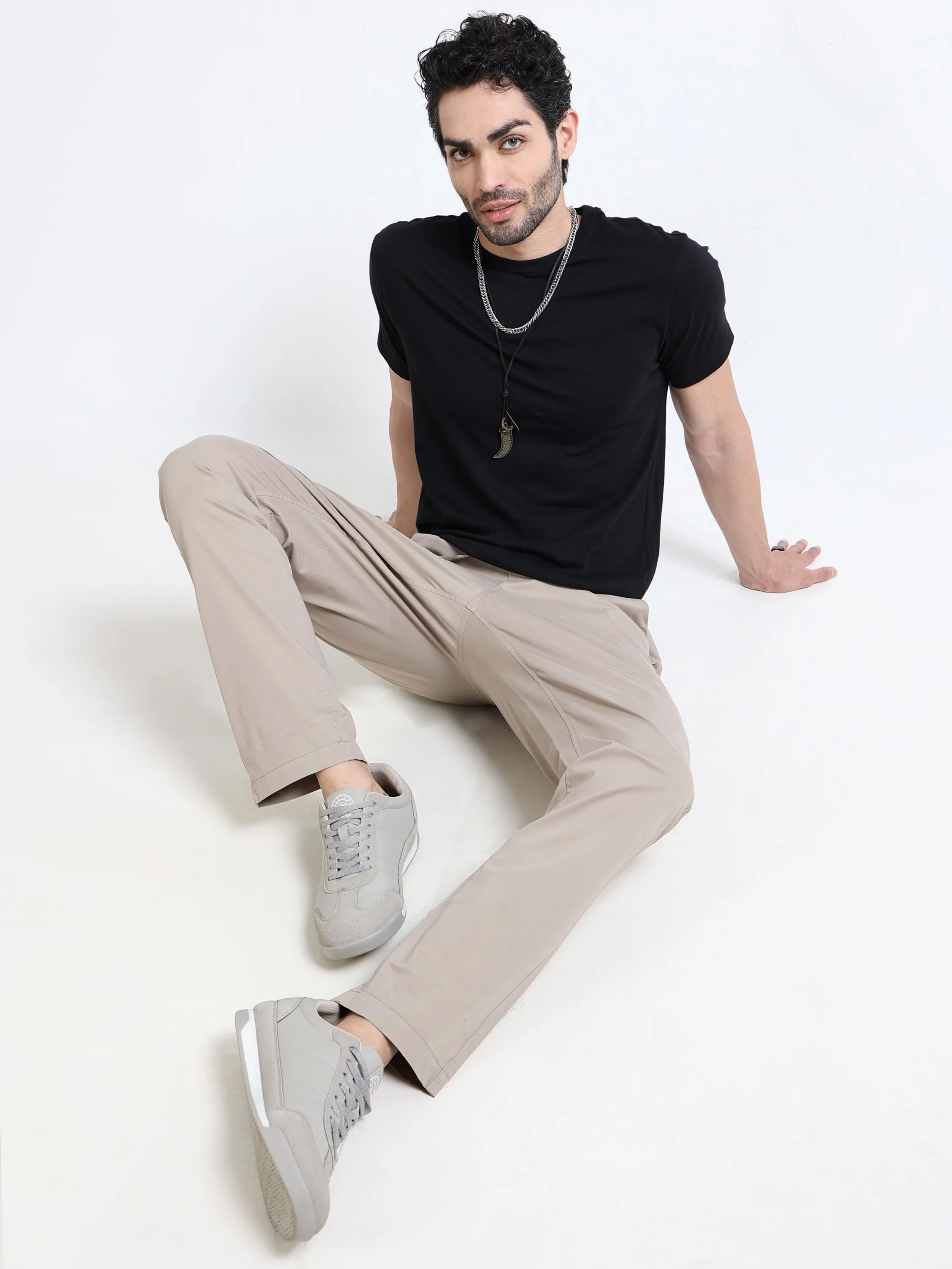 Men Beige Casual Pants - Image 2