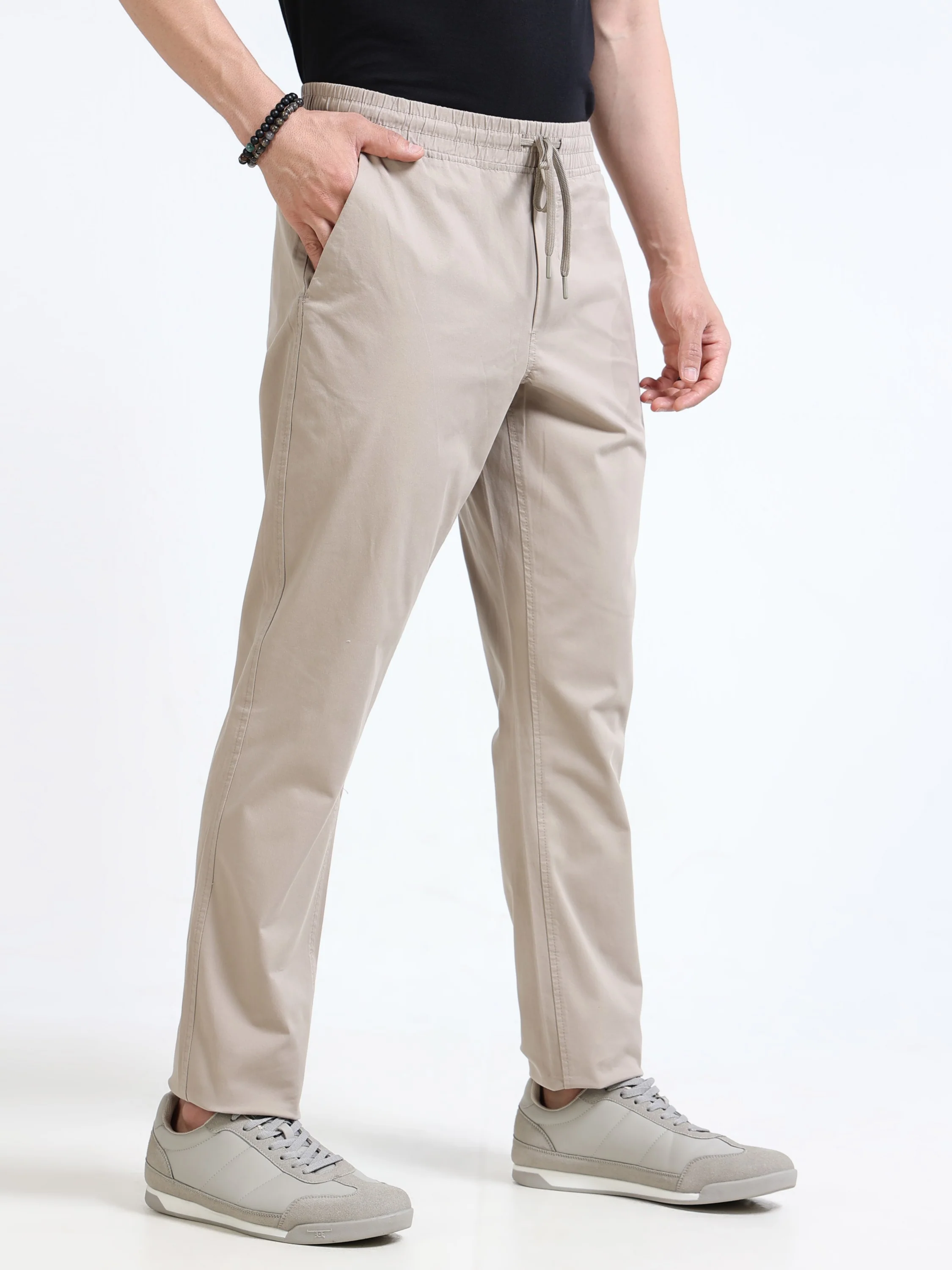 Men Beige Casual Pants - Image 6