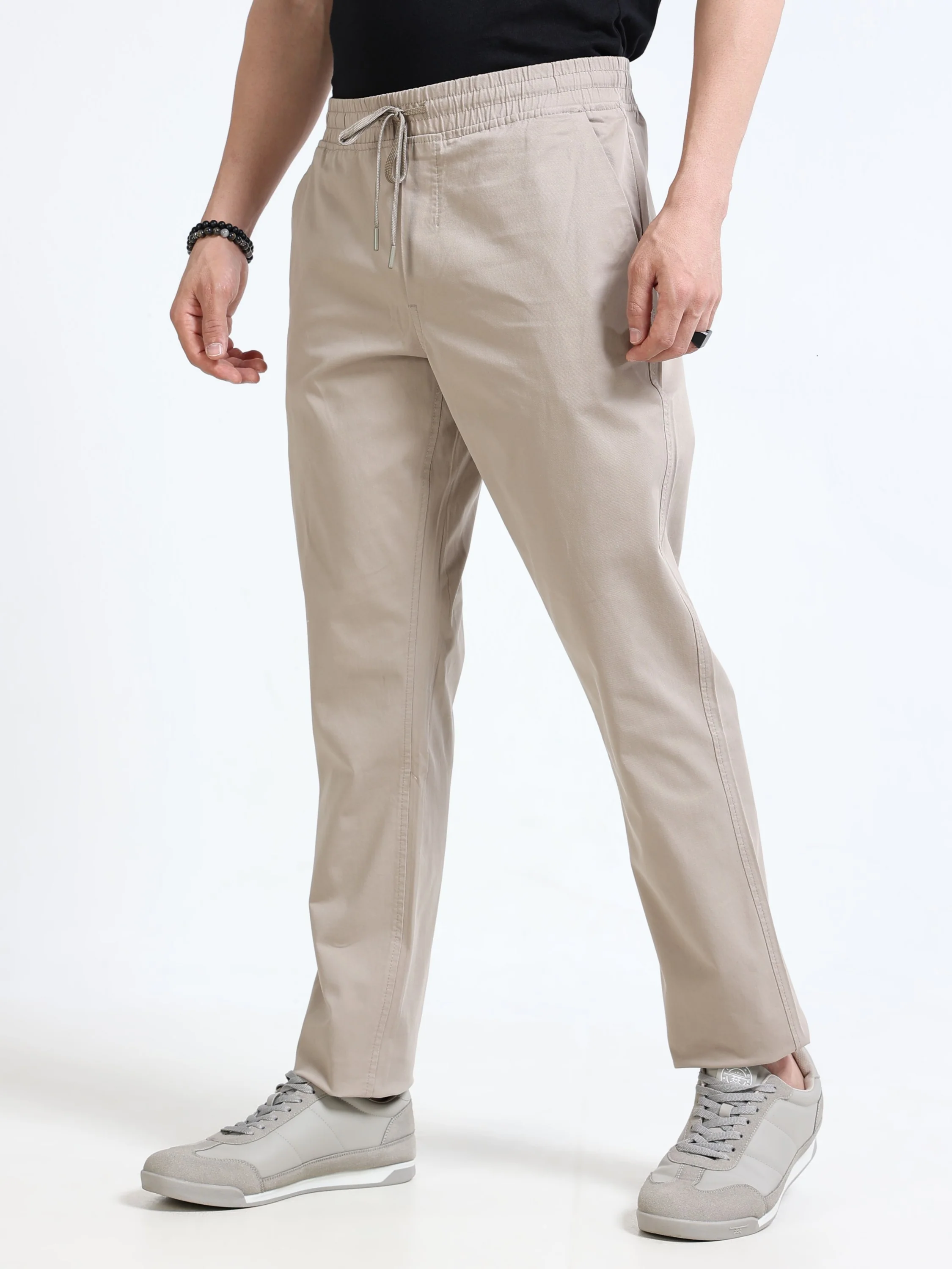 Men Beige Casual Pants - Image 7