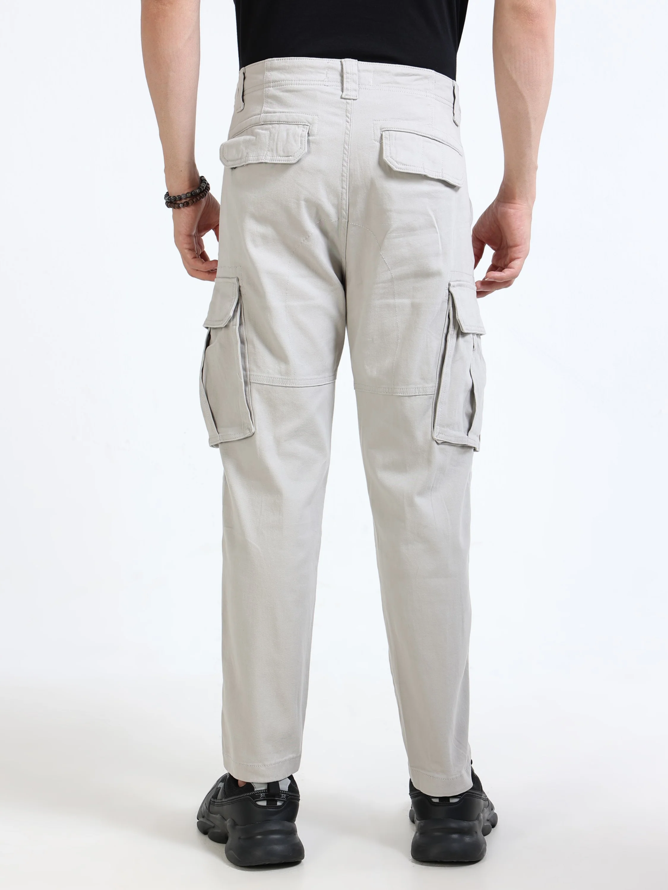 Men Beige Mid Rise Cargo Pants - Image 3