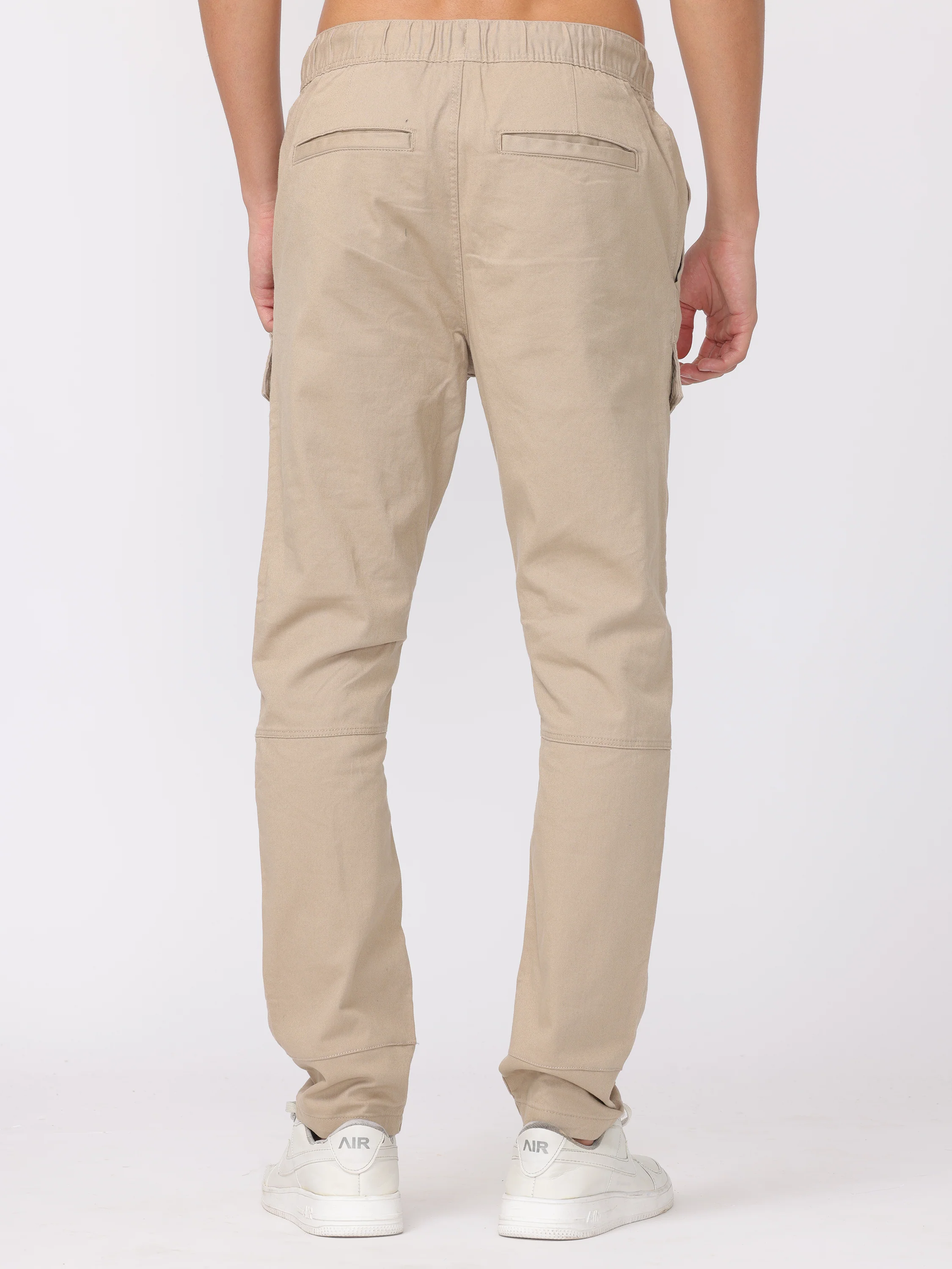 Men Beige Regular Fit Cargo Pants - Image 3