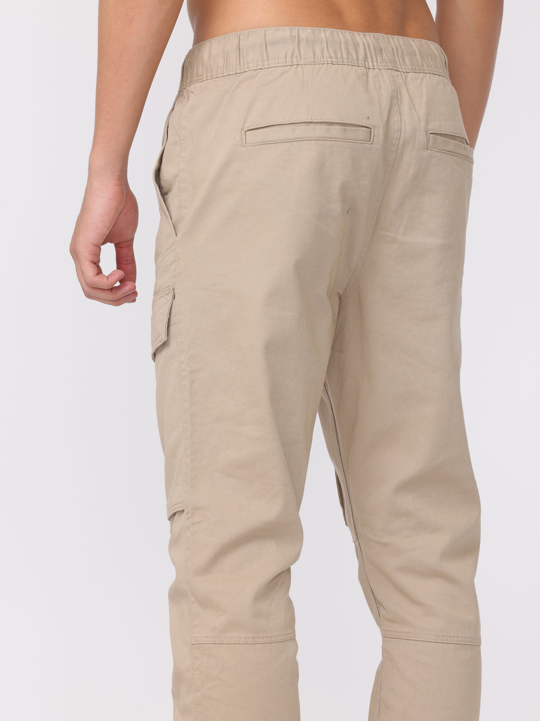 Men Beige Regular Fit Cargo Pants - Image 5