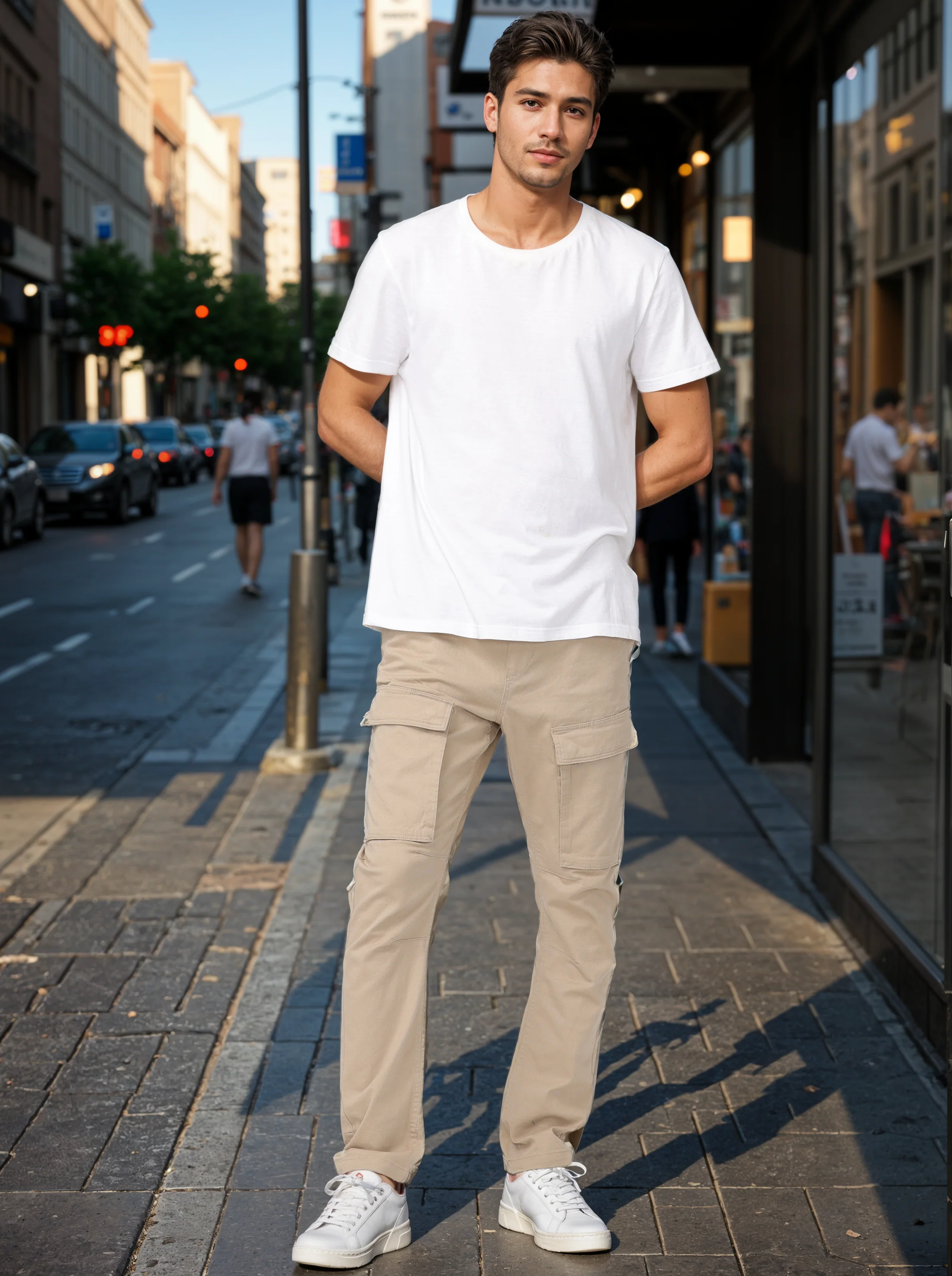 Men Beige Regular Fit Cargo Pants - Image 6