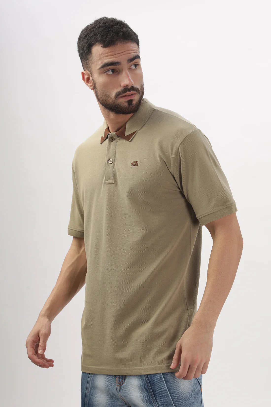 Men Beige Regular Fit Polo T-Shirt - Image 3