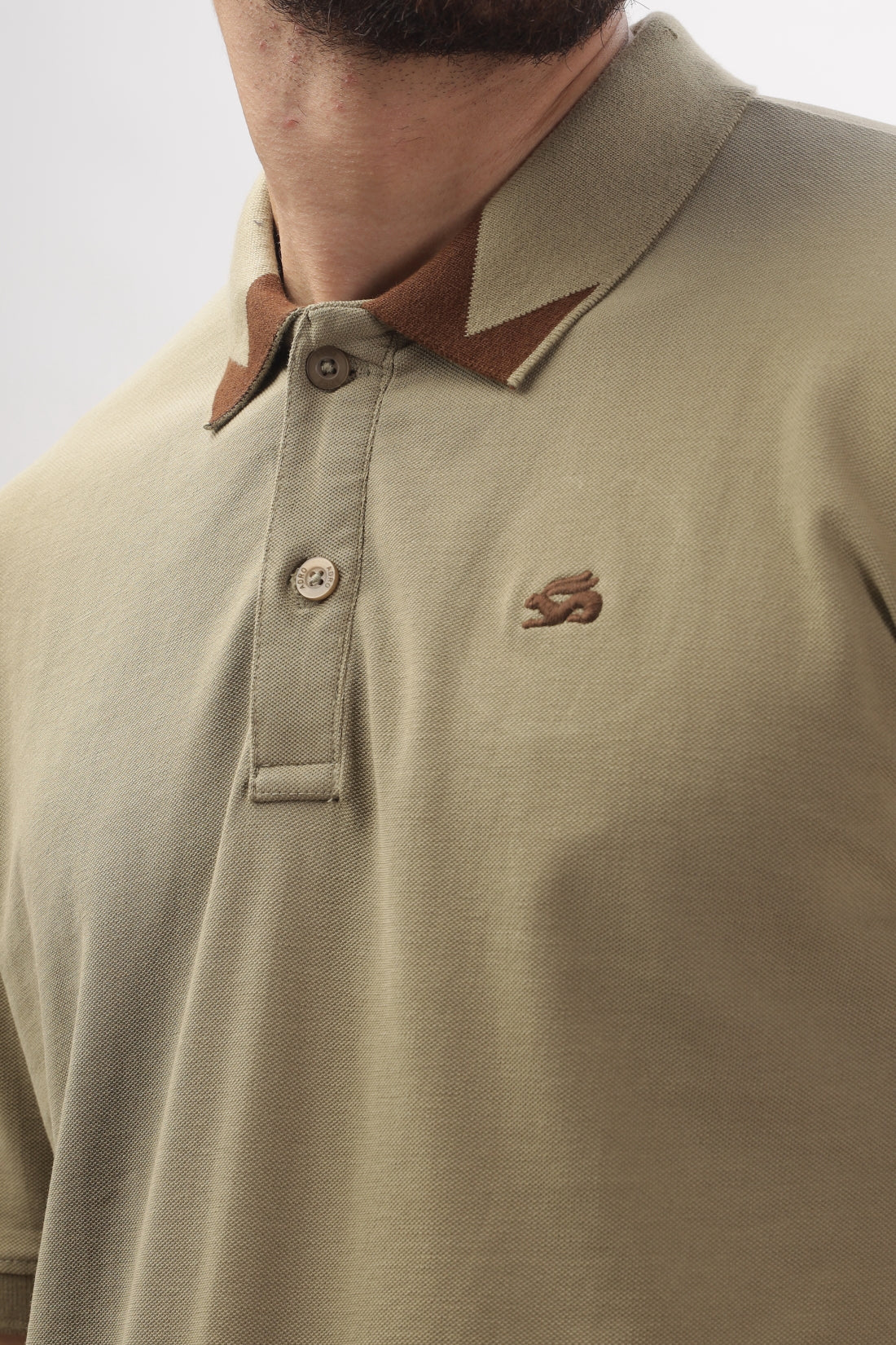 Men Beige Regular Fit Polo T-Shirt - Image 4