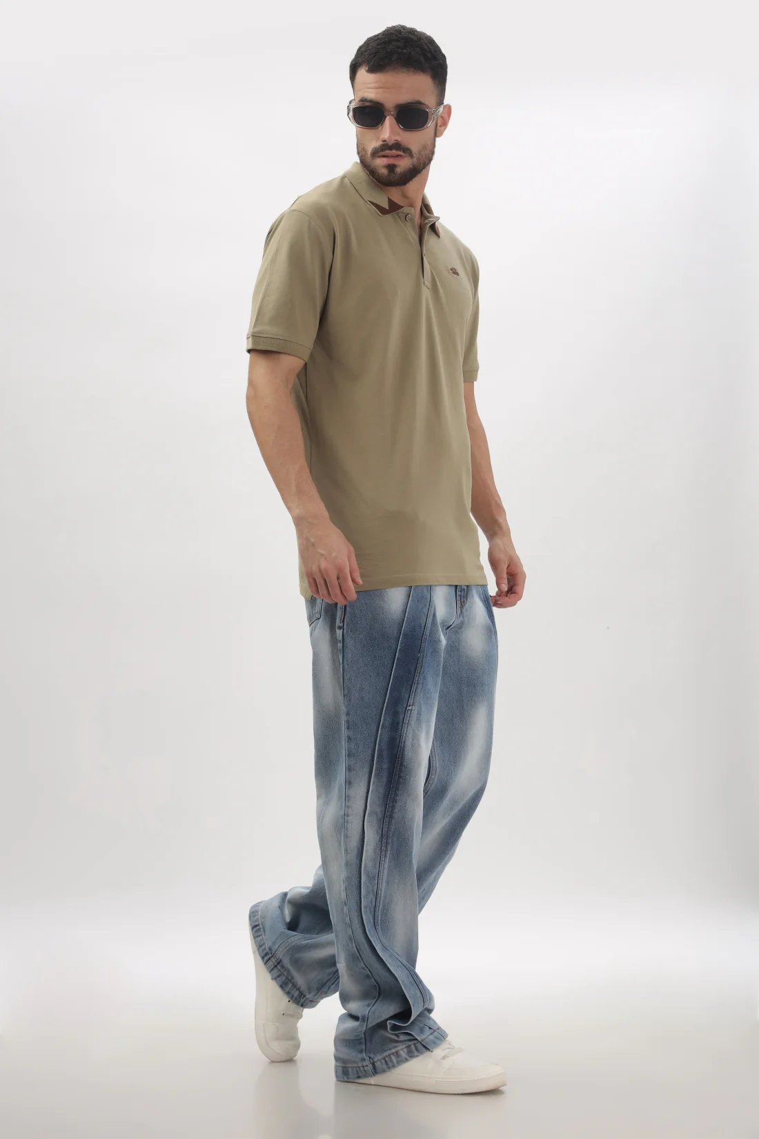 Men Beige Regular Fit Polo T-Shirt - Image 5