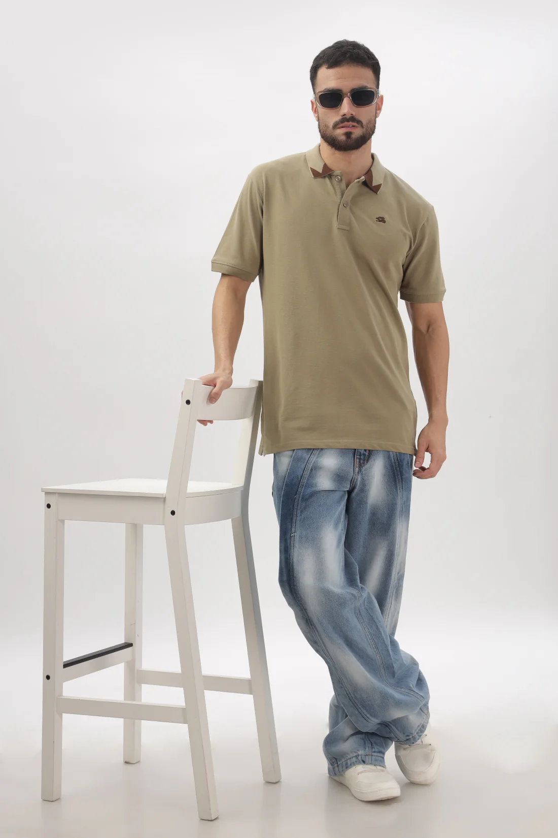 Men Beige Regular Fit Polo T-Shirt - Image 7