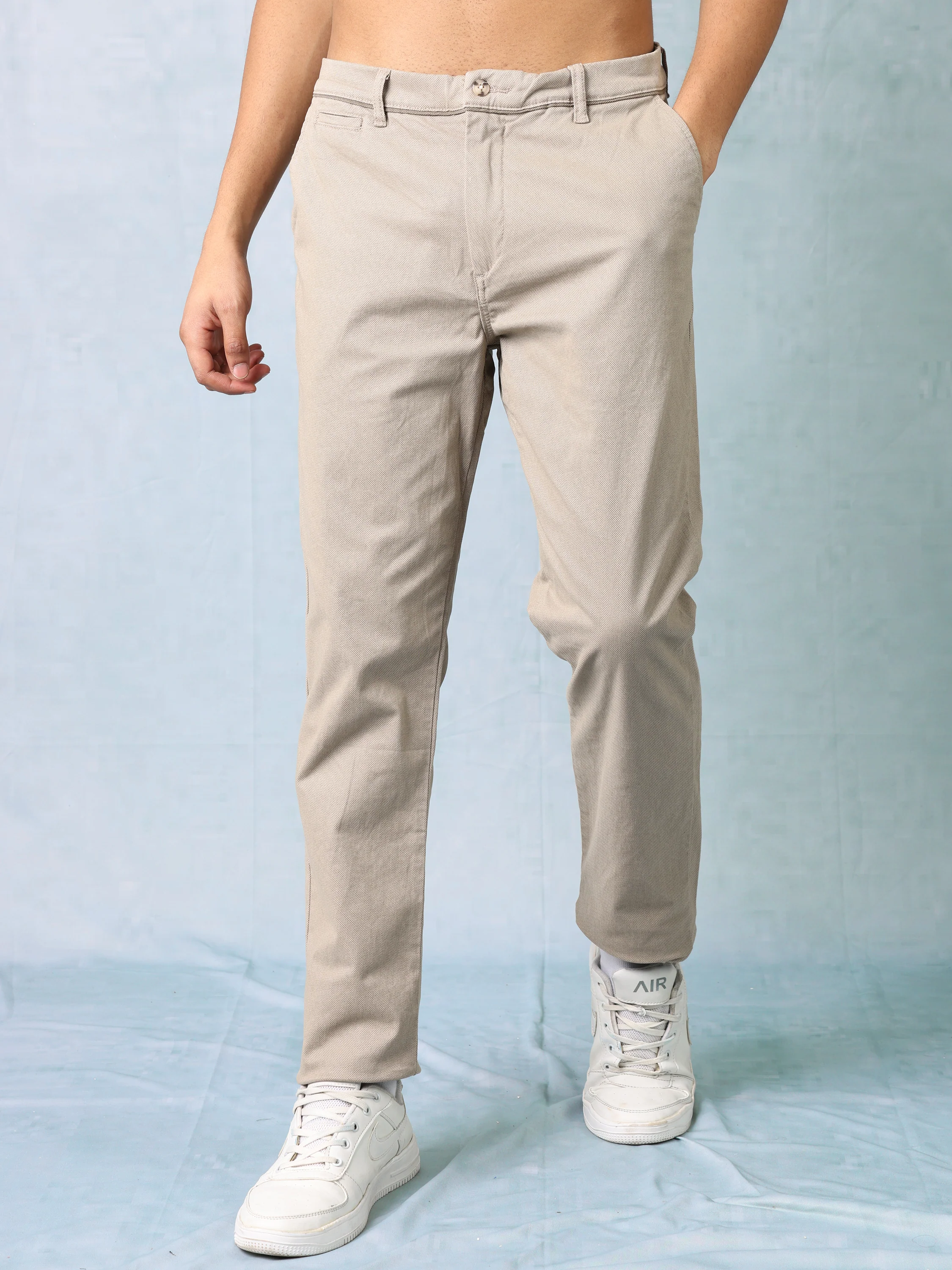 Men Beige Regular Fit Trouser - Image 3
