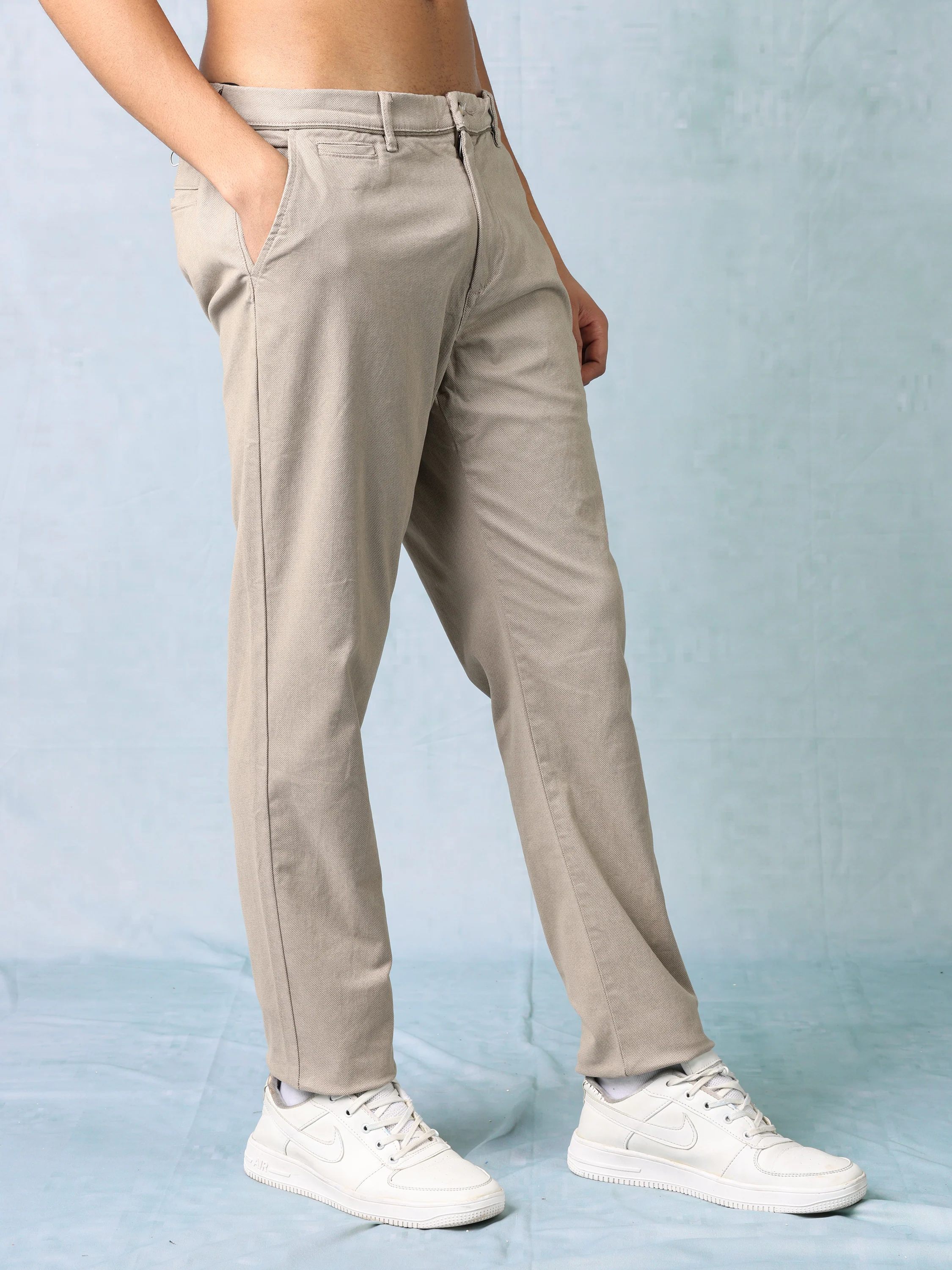 Men Beige Regular Fit Trouser - Image 5
