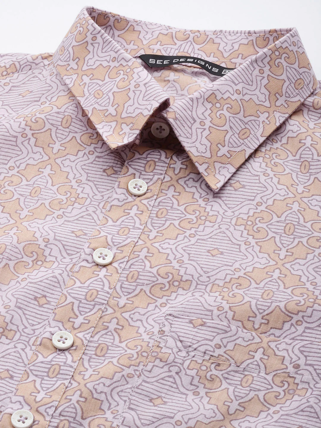 Men Beige Regular Pure Cotton Pathani Printed Men'S Kurta - Image 2