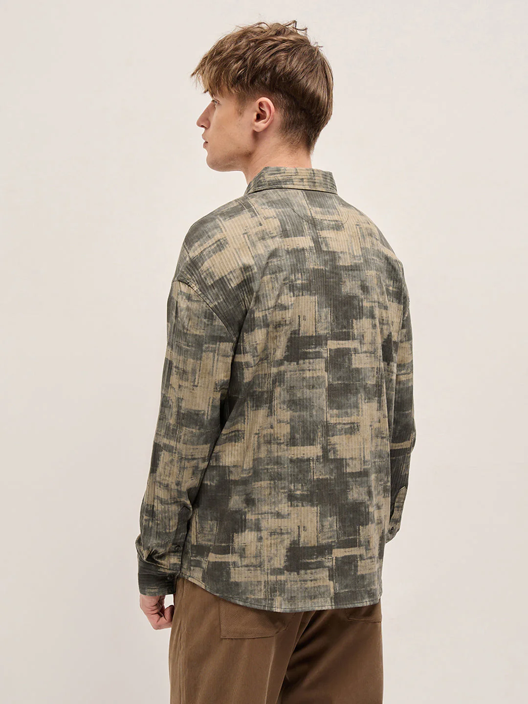Men Beige Relax Fit Casual Overshirt - Image 2