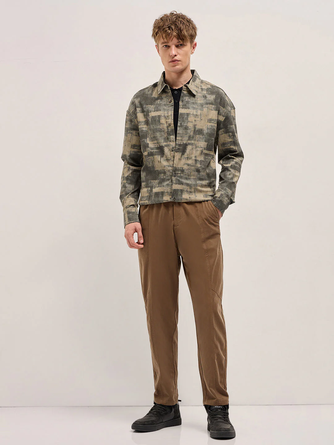Men Beige Relax Fit Casual Overshirt - Image 4