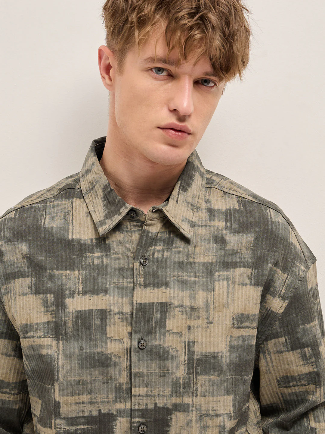 Men Beige Relax Fit Casual Overshirt - Image 5
