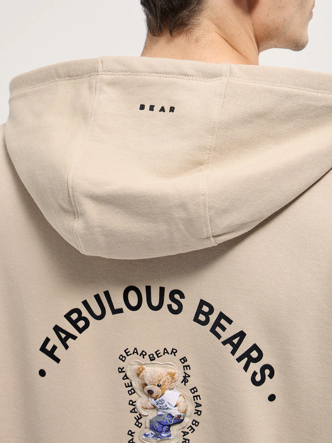 Men Beige Relaxed Fit Hoodie - Image 6