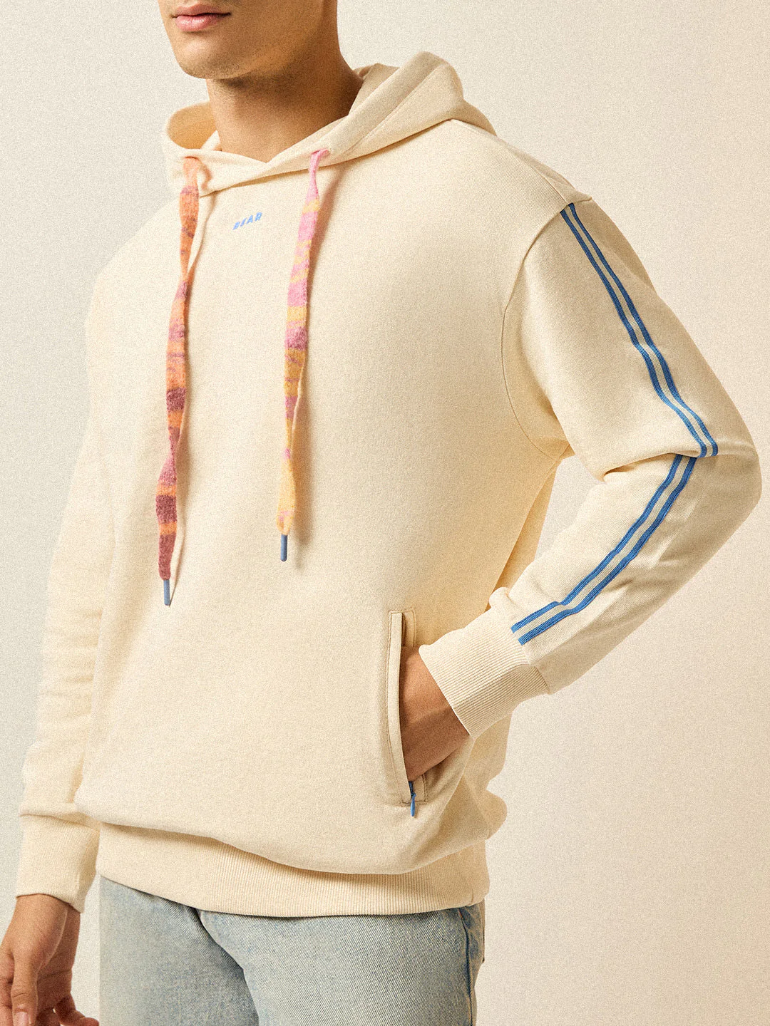 Men Beige Relaxed Fit Hoodie - Image 5