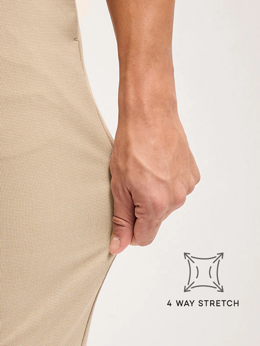 Men Beige Self Design 4 Way Stretch Formal Trouser - Image 4