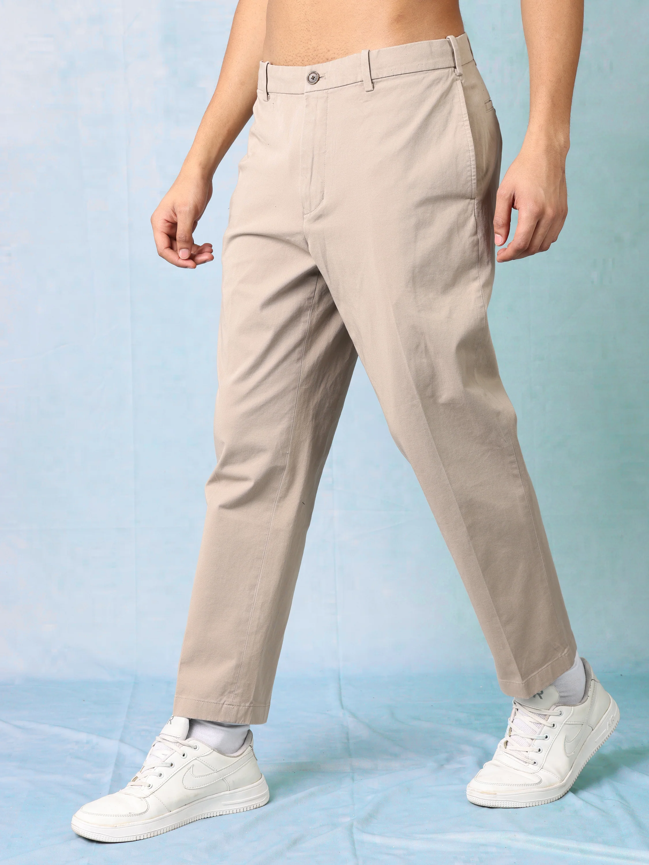 Men Beige Semi Formal Trouser - Image 3