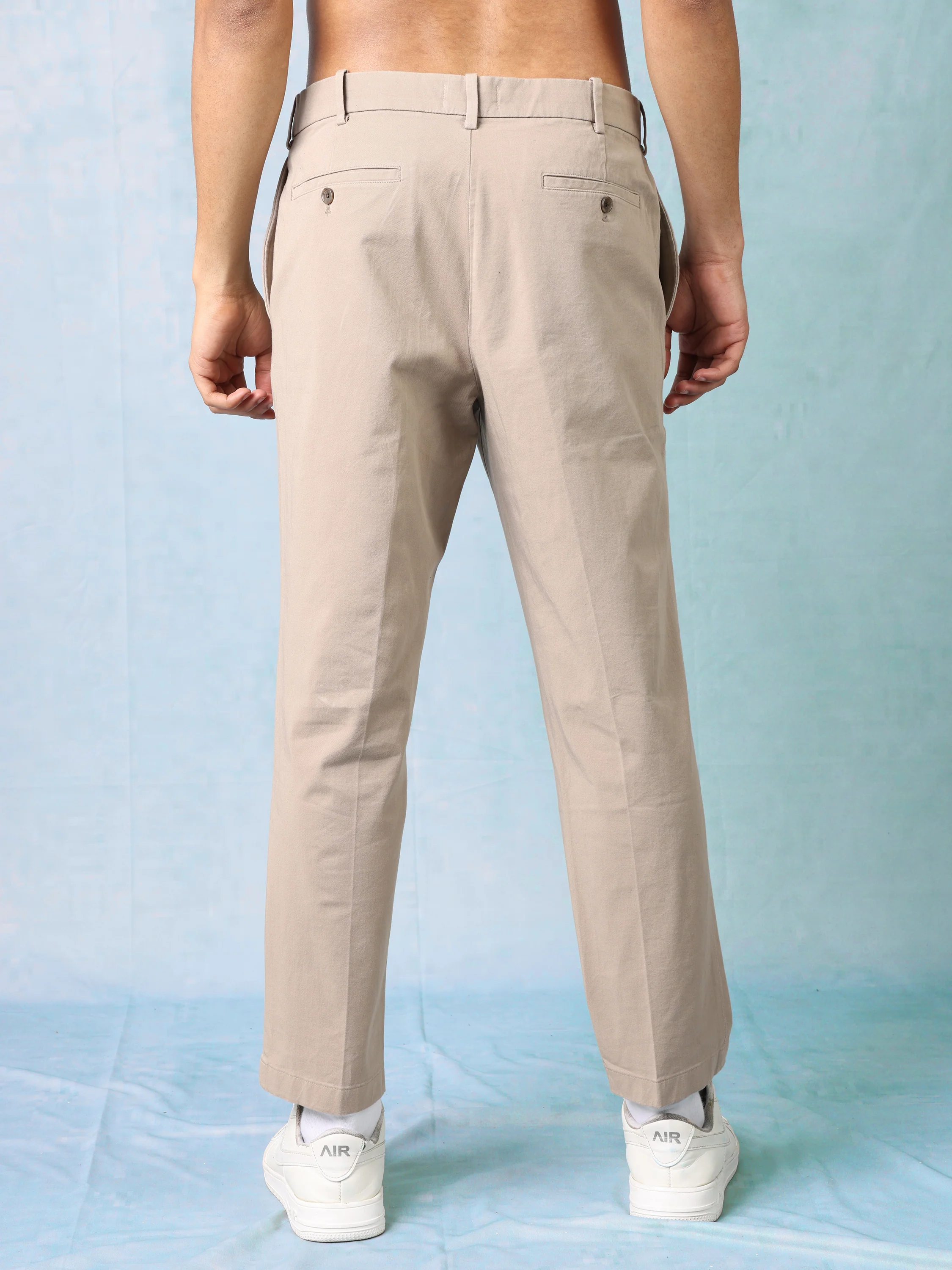 Men Beige Semi Formal Trouser - Image 4