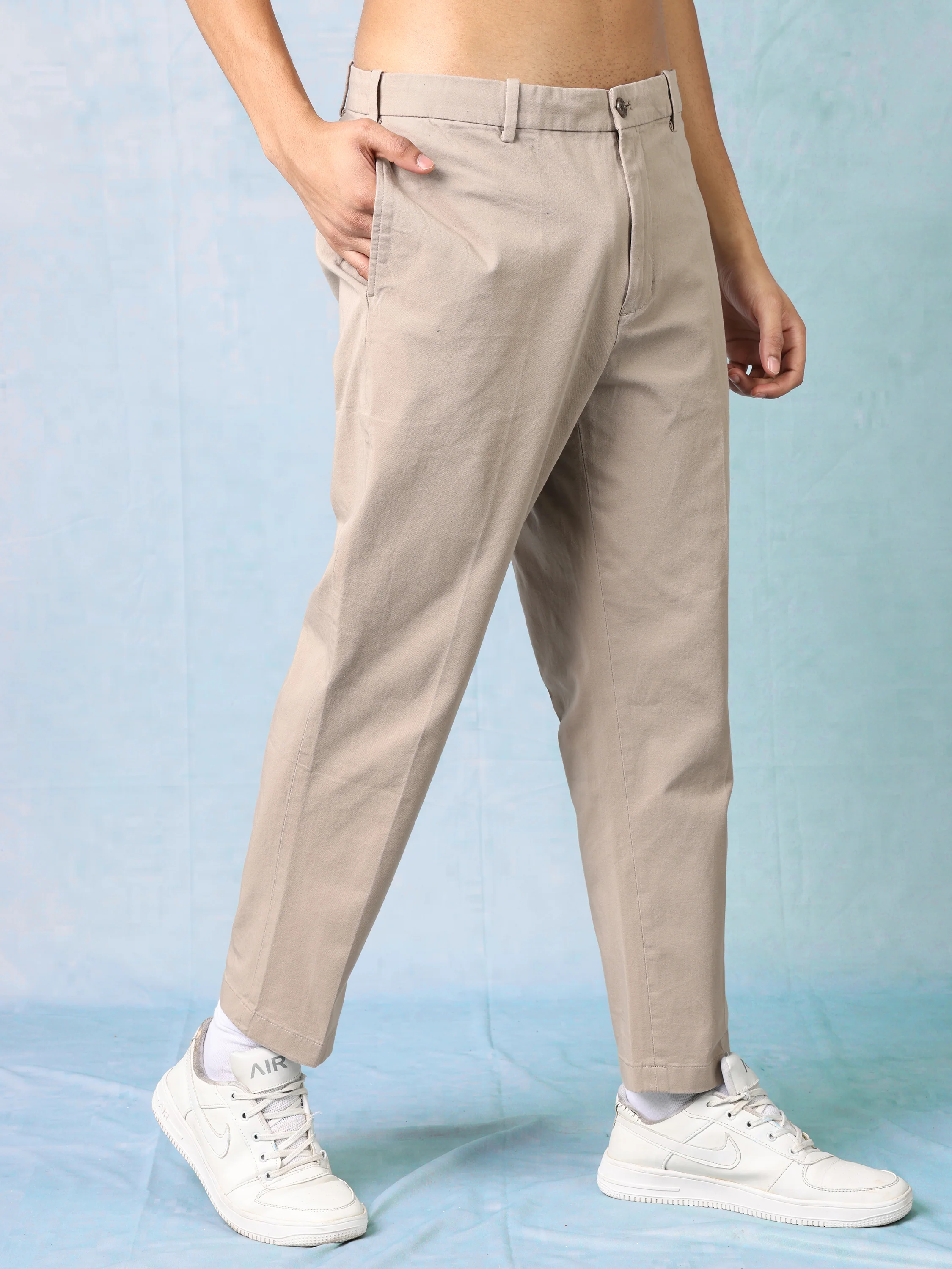 Men Beige Semi Formal Trouser - Image 5