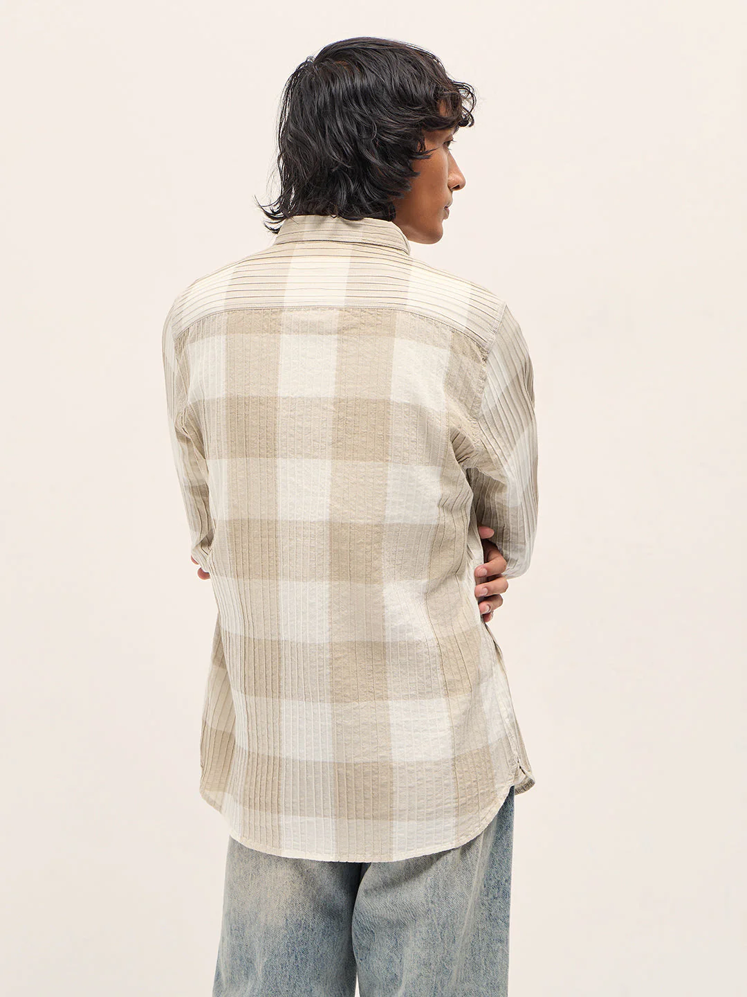 Men Beige Slim Fit Casual Shirt - Image 2