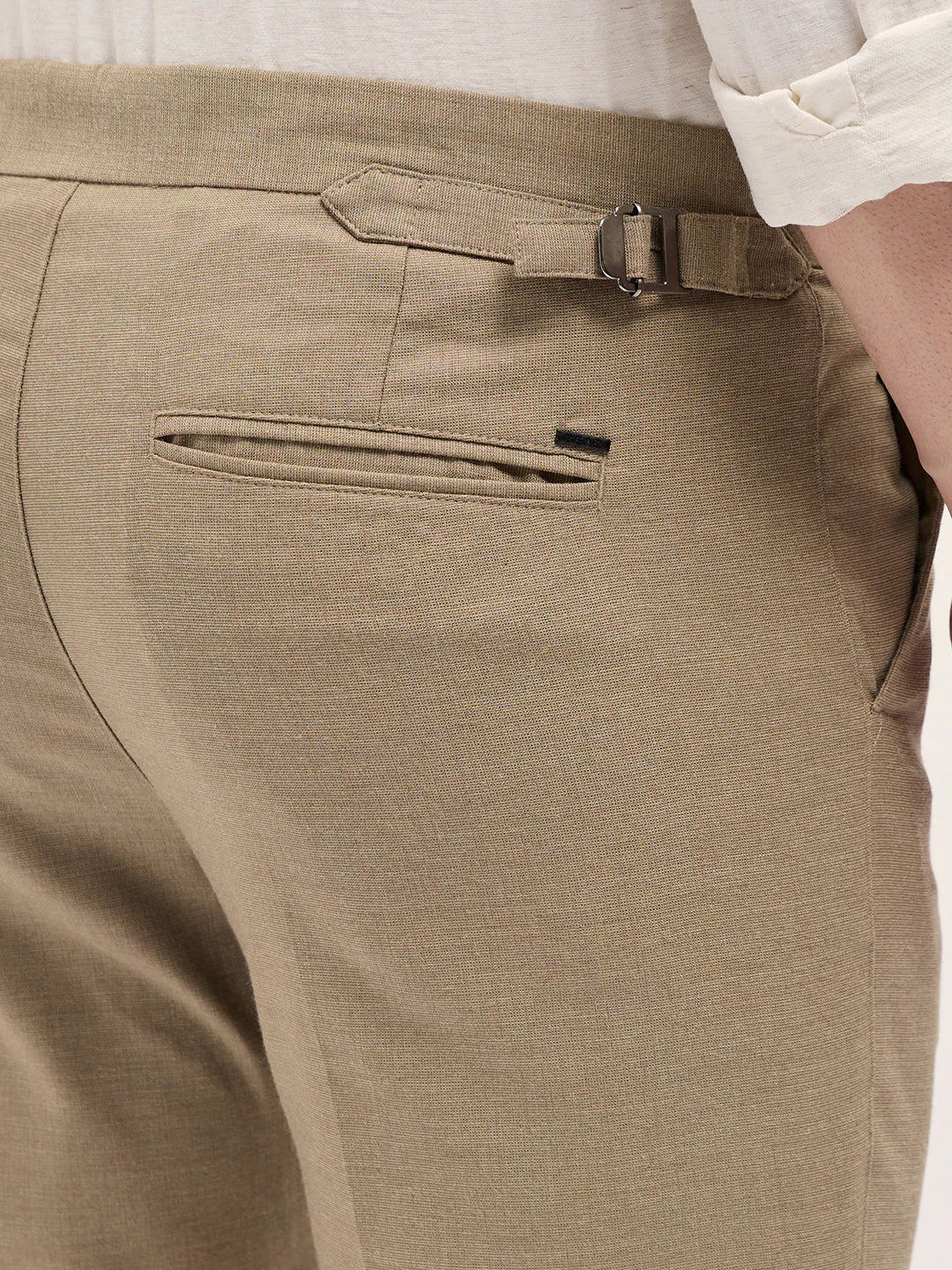 Men Beige Slim Fit Formal Trouser - Image 6