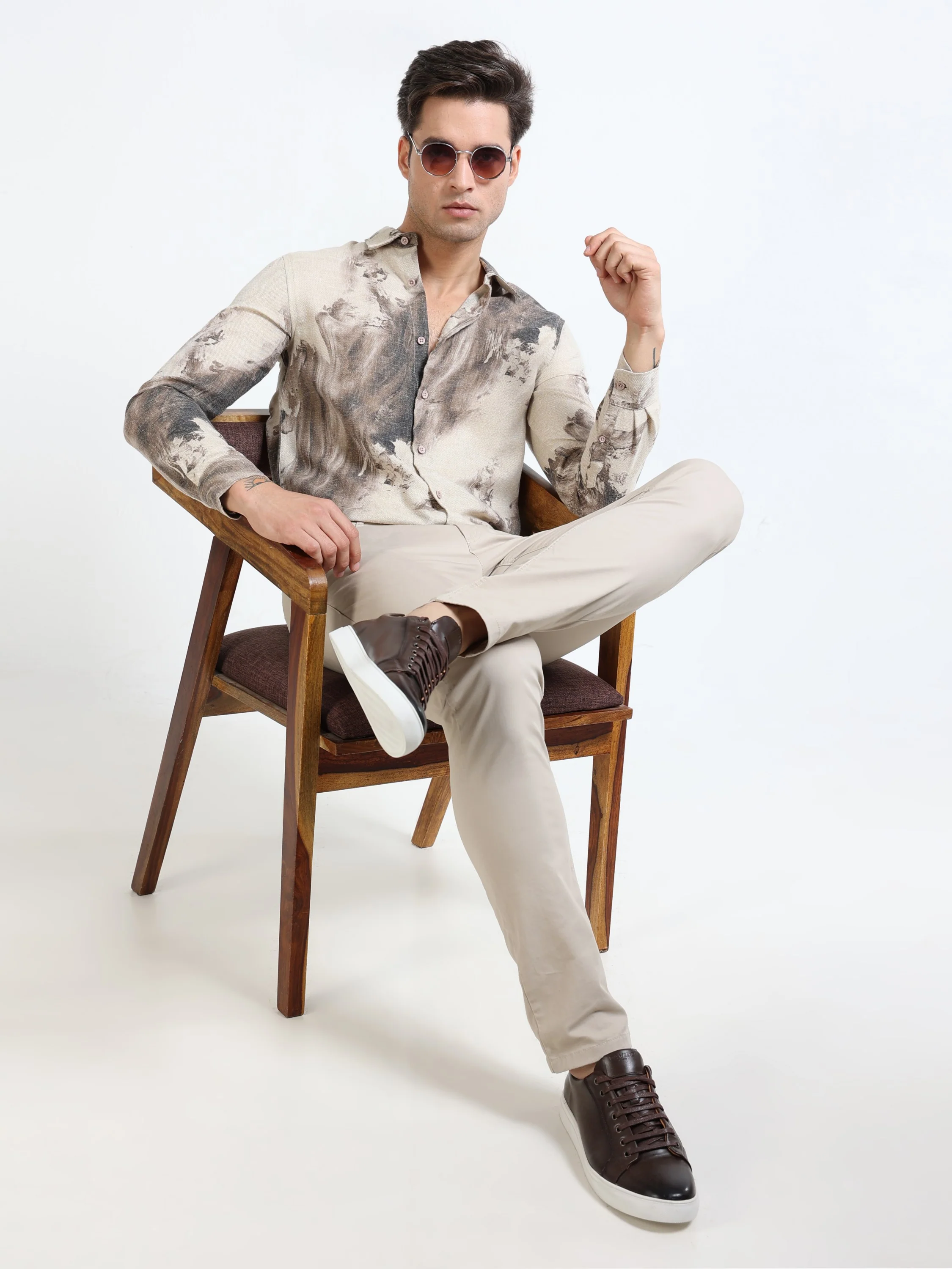 Men Beige Slim Fit Pant - Image 5
