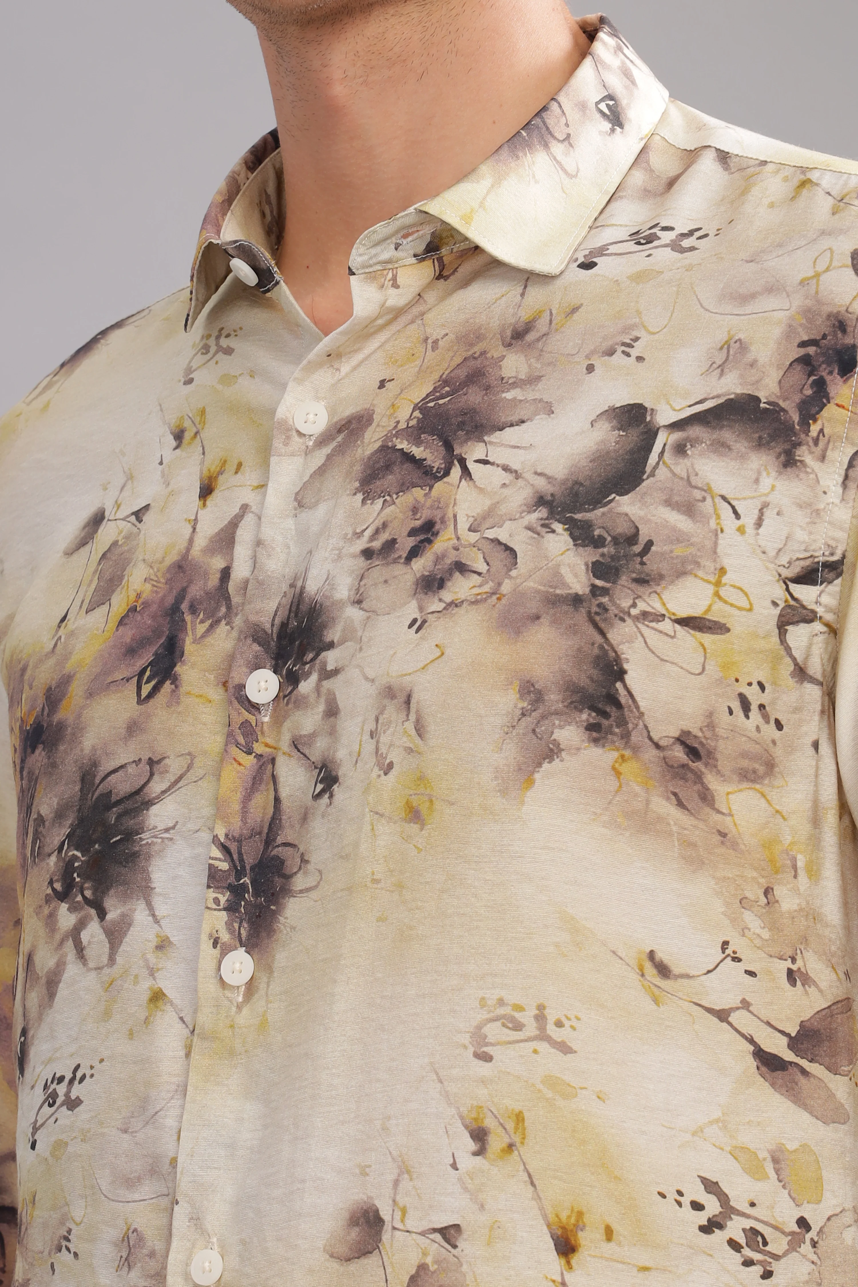 Men Beige Slim Fit Shirt - Image 6