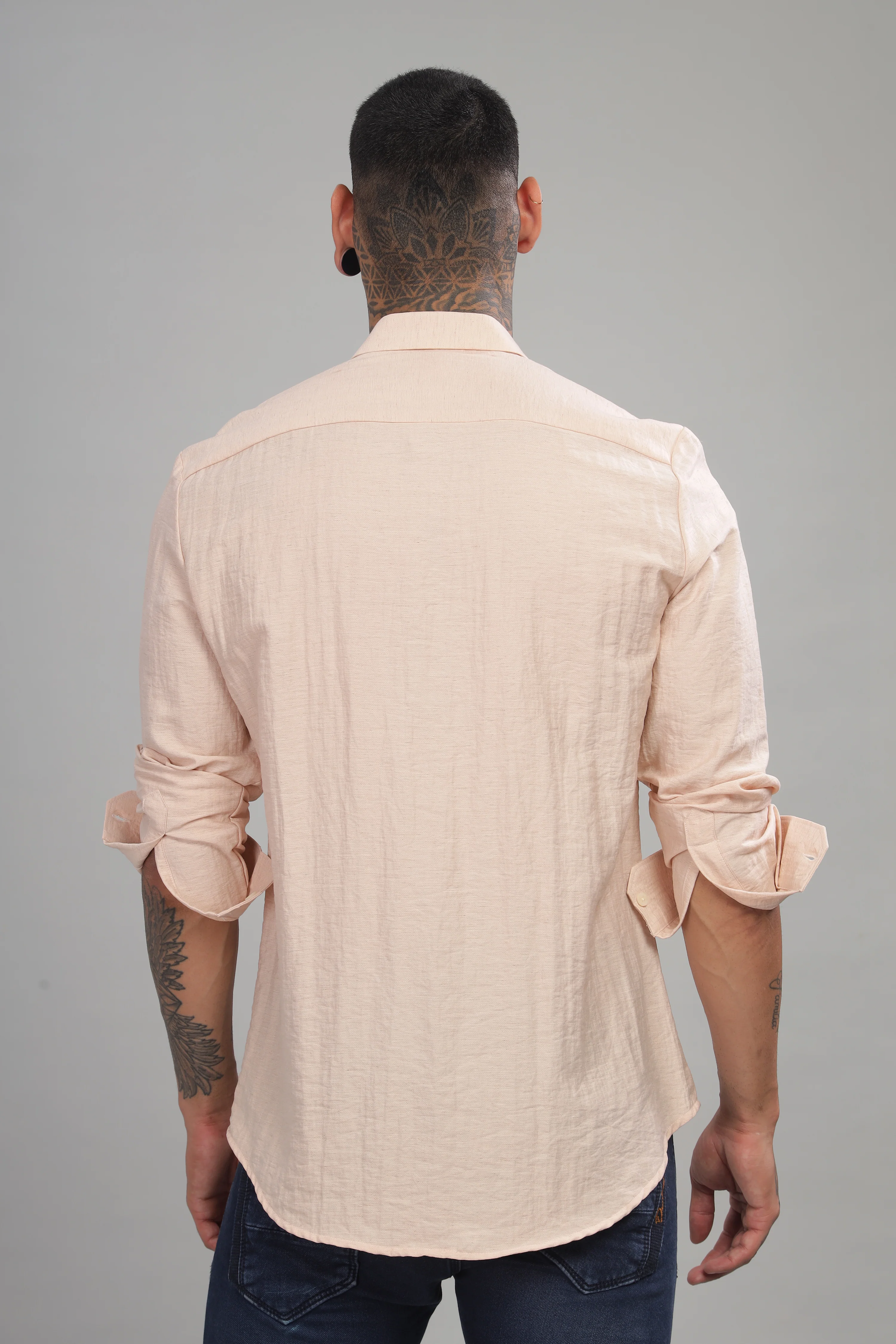 Men Beige Slim Fit Shirt - Image 3