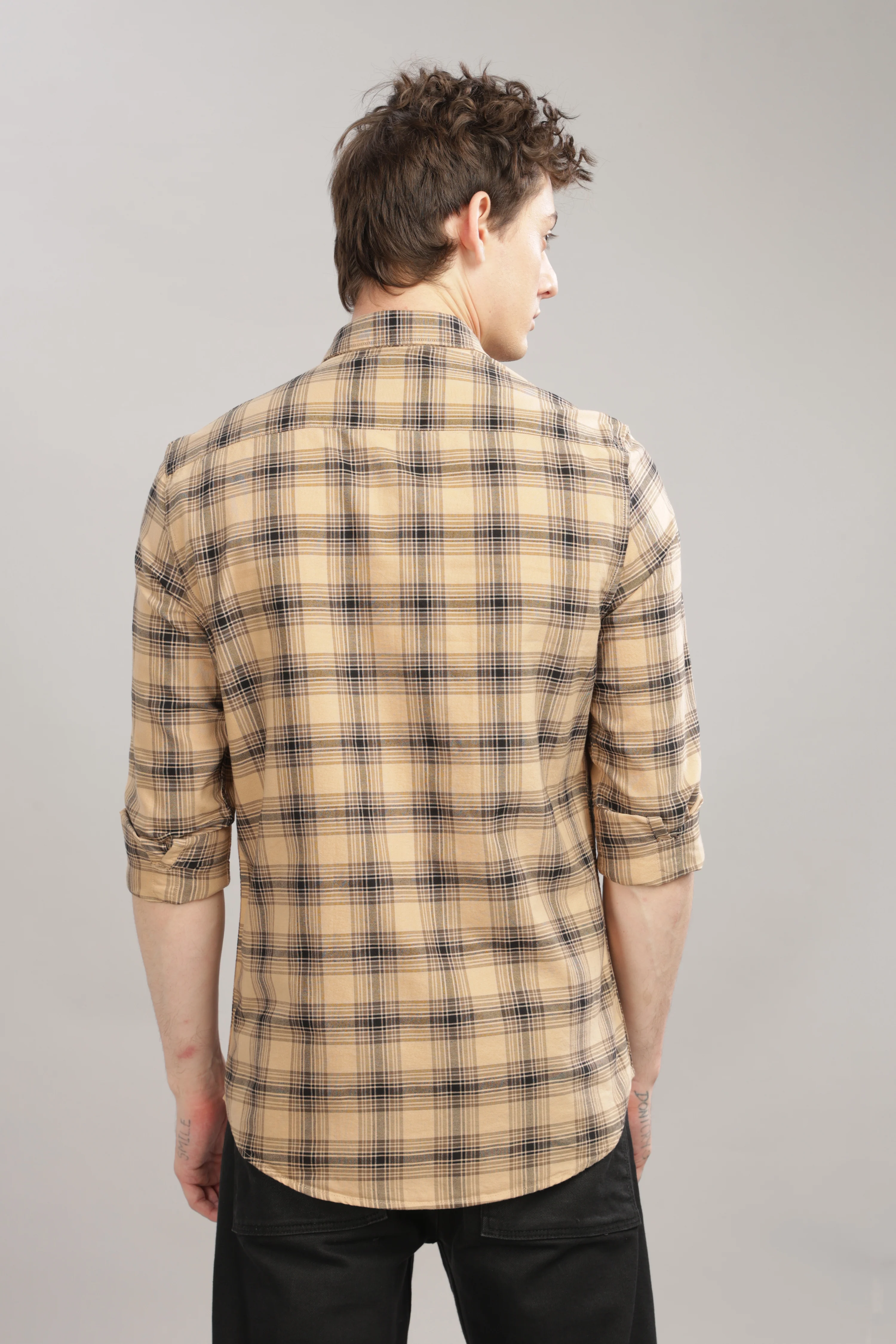 Men Beige Slim Fit Shirt - Image 3