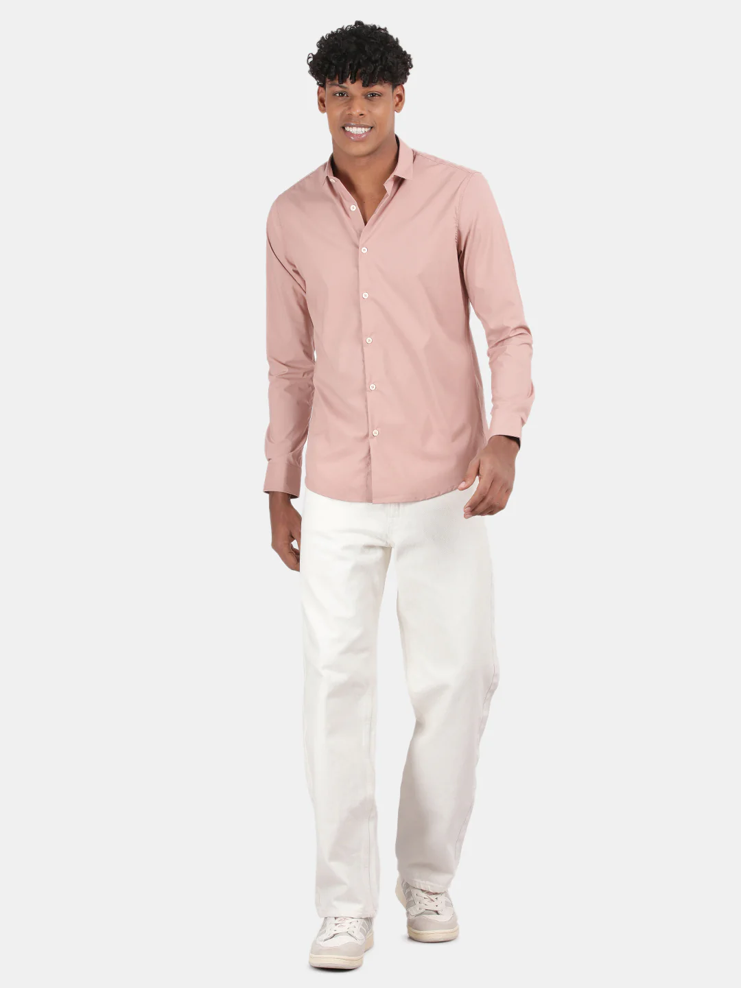 Men Beige Slim Fit Spread Collar Full Sleeve Casual Shirt - Image 4