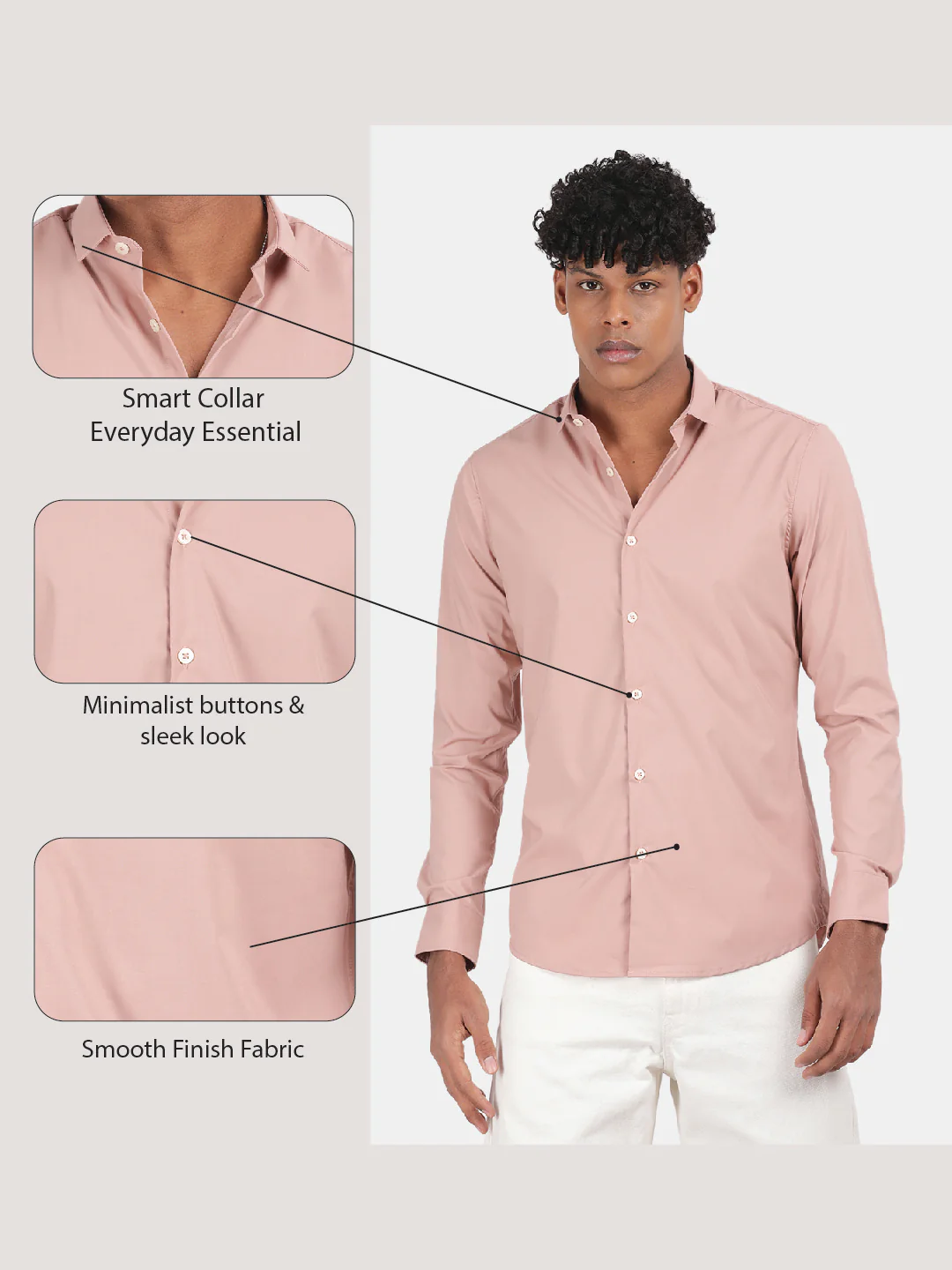 Men Beige Slim Fit Spread Collar Full Sleeve Casual Shirt - Image 6