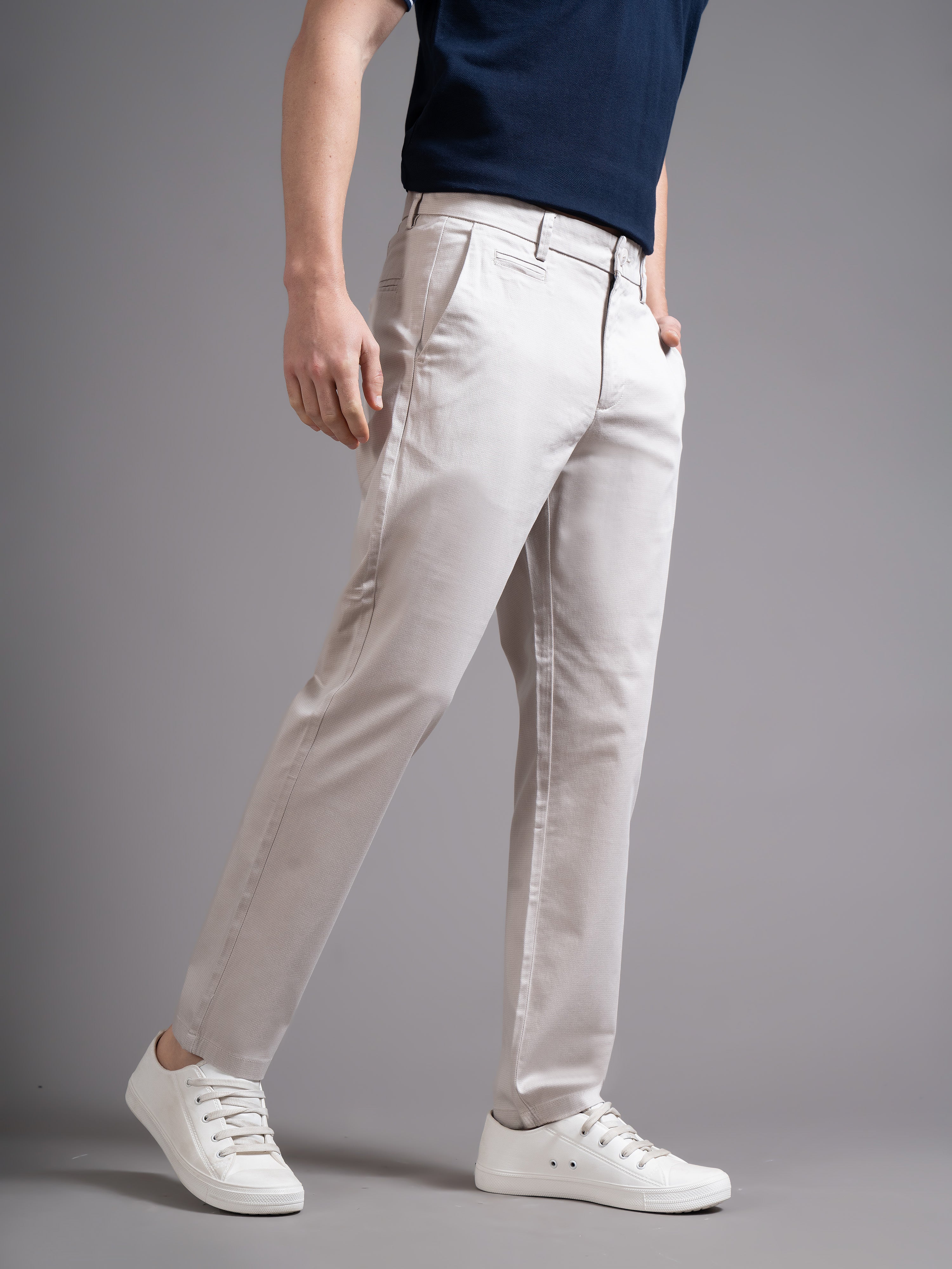 Men Beige Smart Slim Fit Chinos - Image 3
