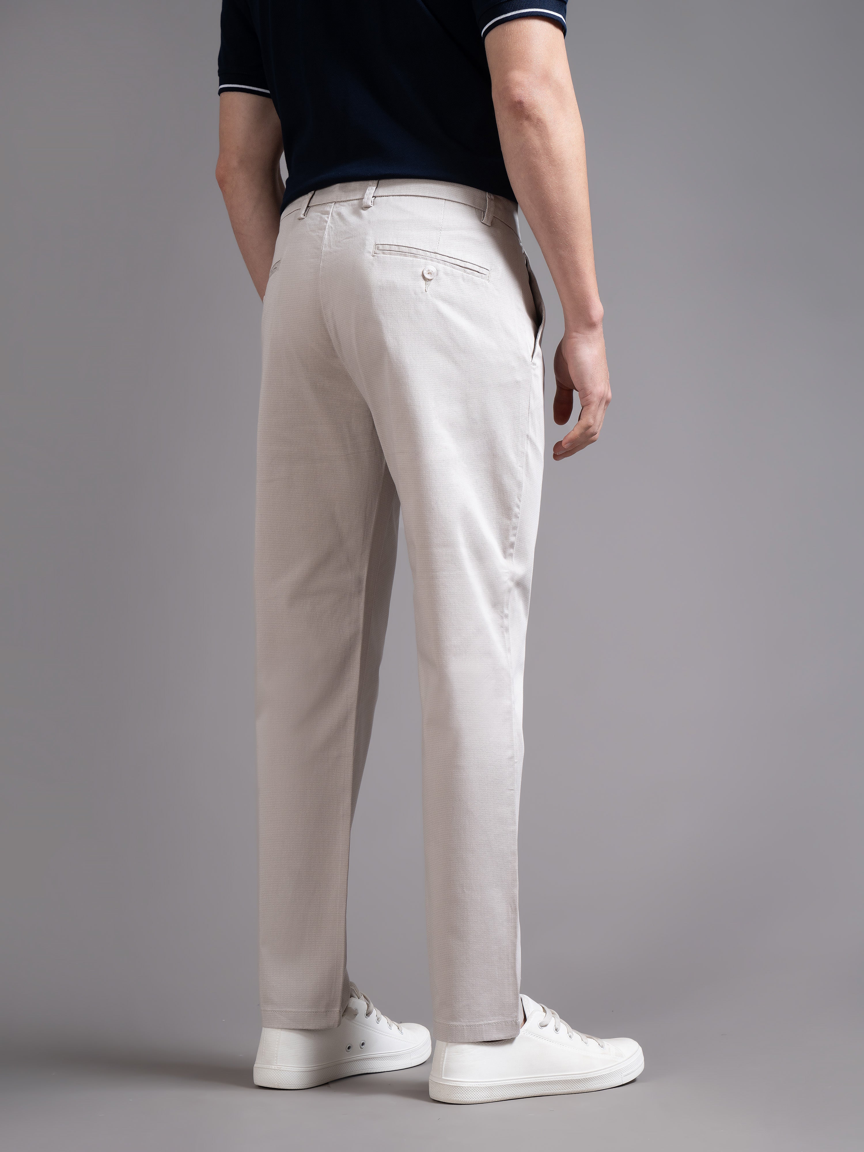 Men Beige Smart Slim Fit Chinos - Image 4