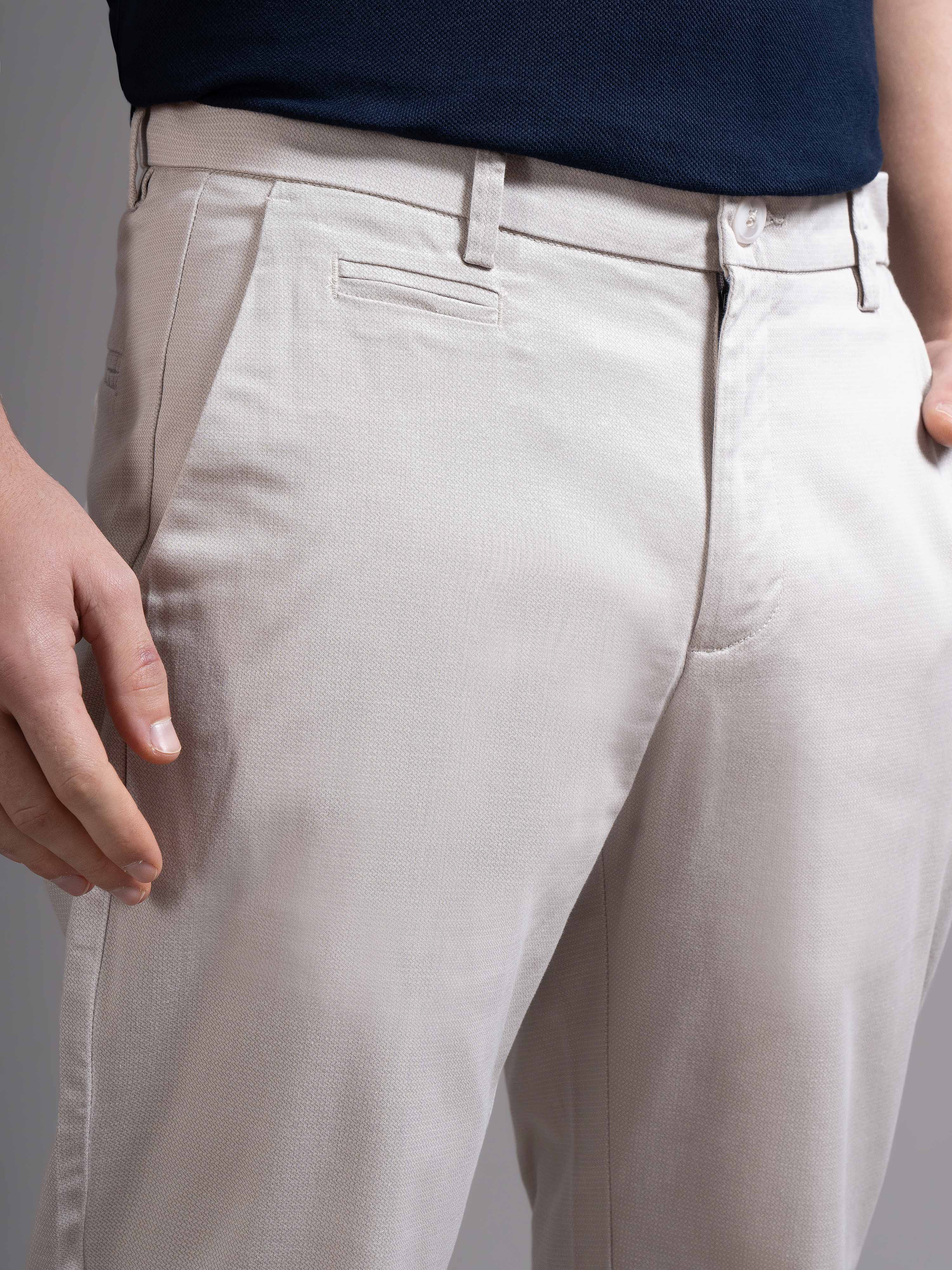 Men Beige Smart Slim Fit Chinos - Image 6