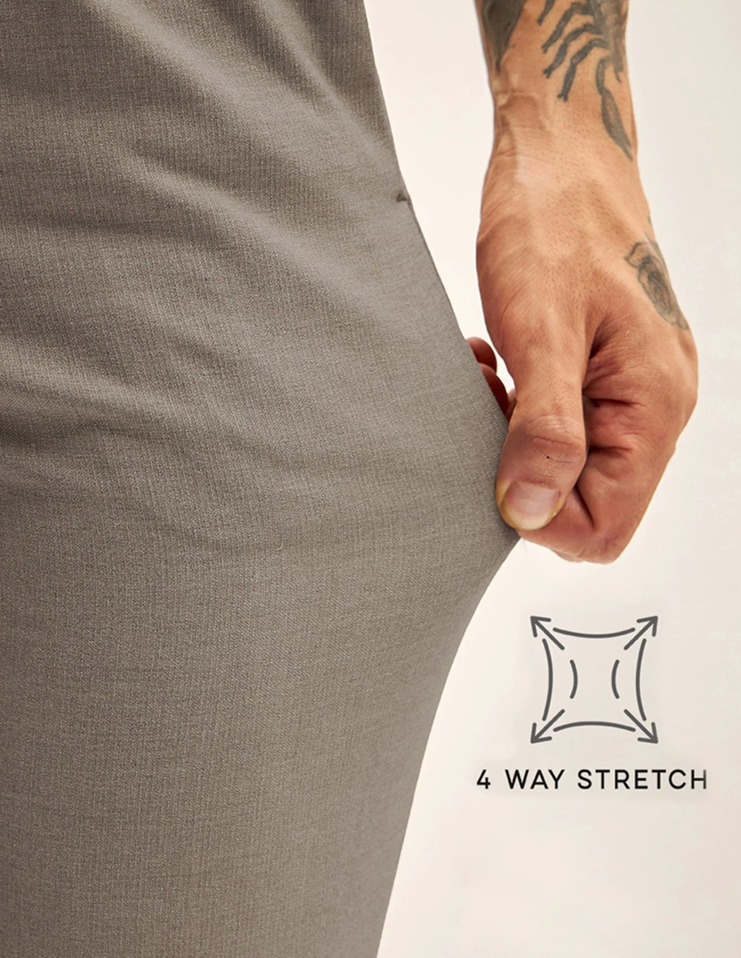 Men Beige Solid 4 Way Stretch Formal Trouser - Image 3