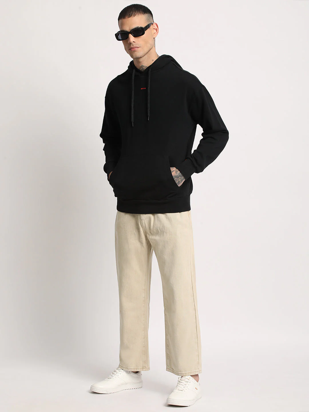 Men Beige Solid Mid Rise Straight Fit Jean - Image 5