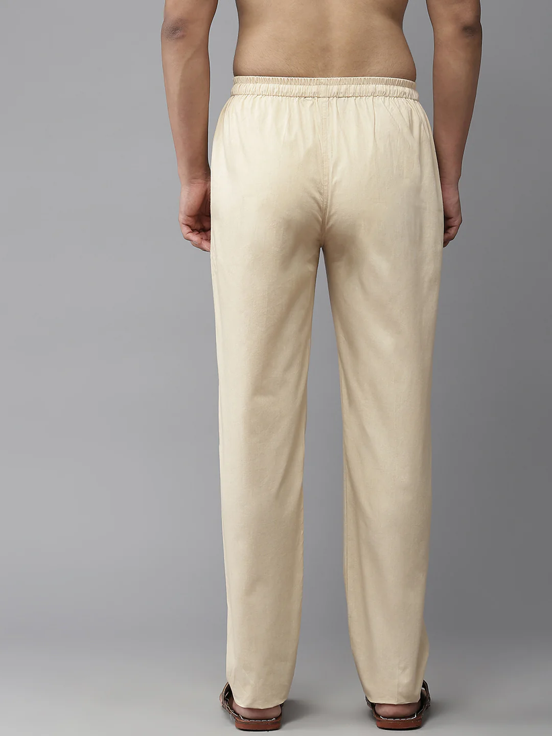 Men Beige Solid Pyjamas - Image 3