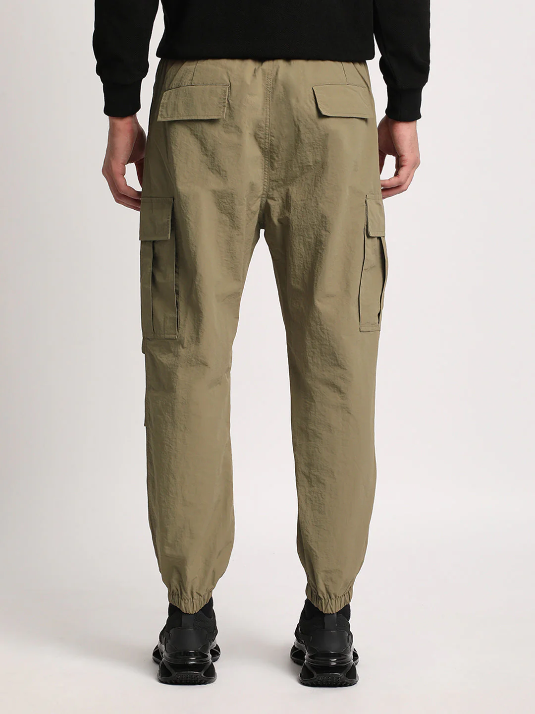 Men Beige Solid Regular Fit Cargo - Image 4