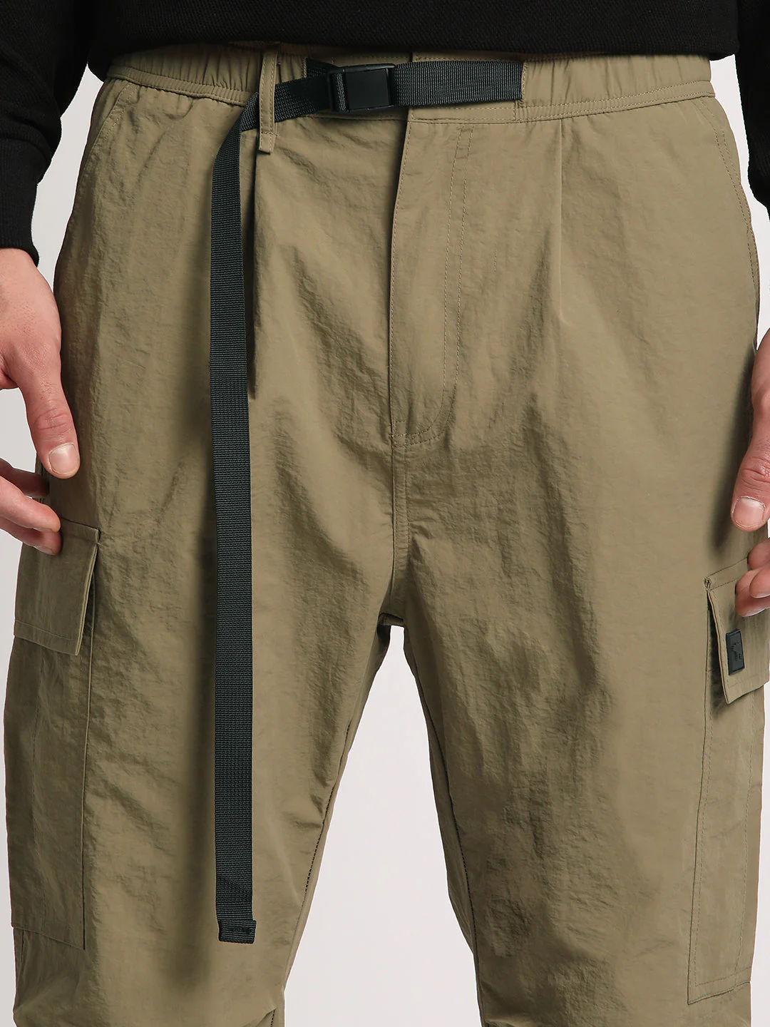 Men Beige Solid Regular Fit Cargo - Image 6