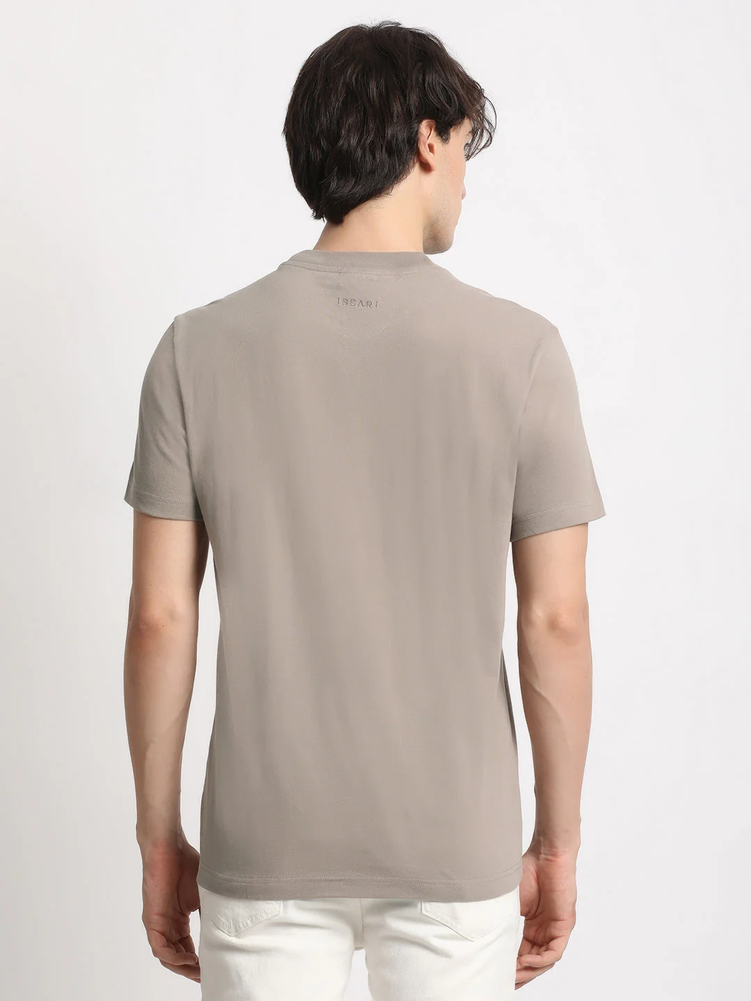 Men Beige Solid Regular Fit Round Neck T Shirt | The Bear House - Image 4