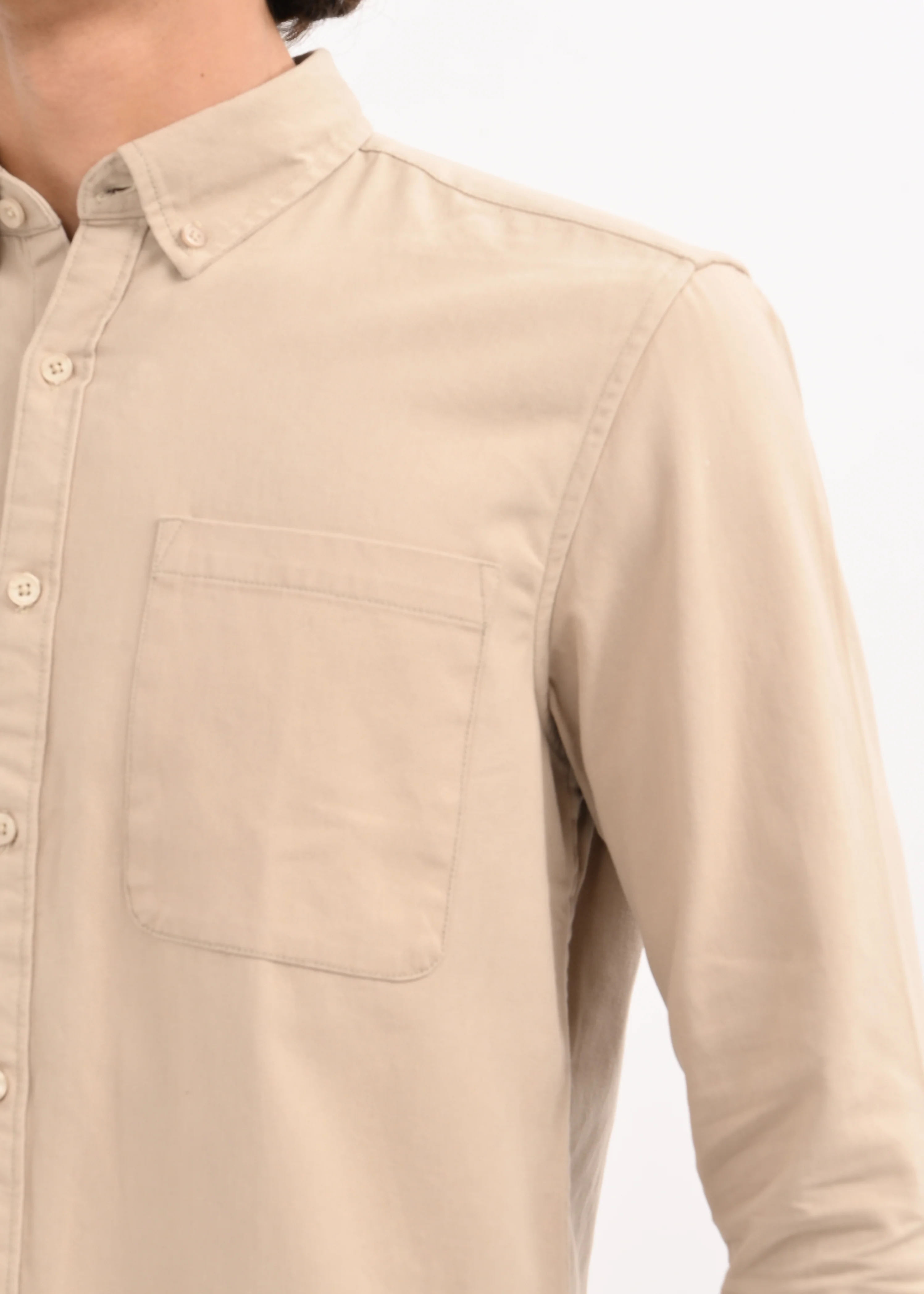 Men Beige Solid Shirt - Image 4