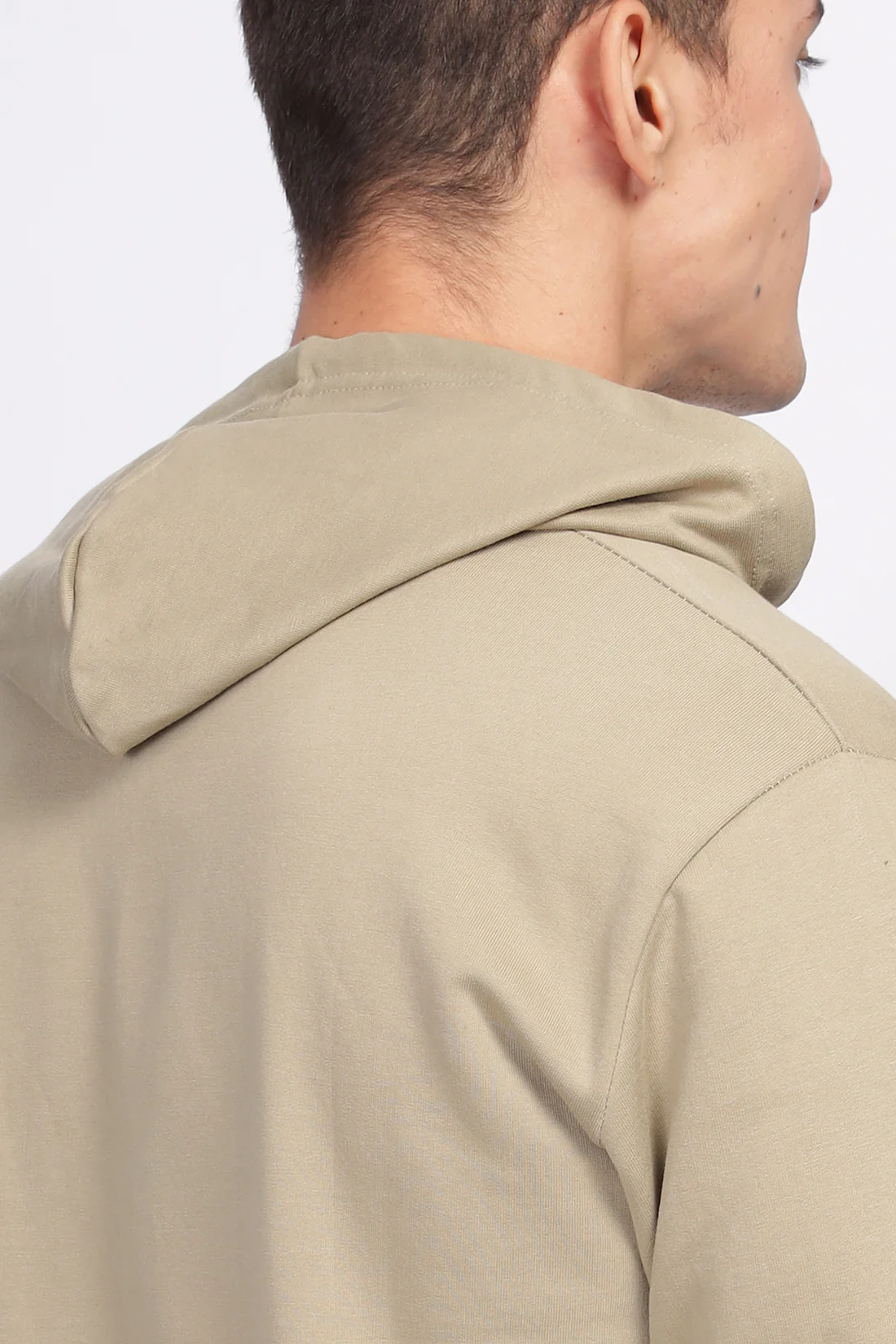 Men Beige  Sweatshirt With Zipper Hoodies - Image 3