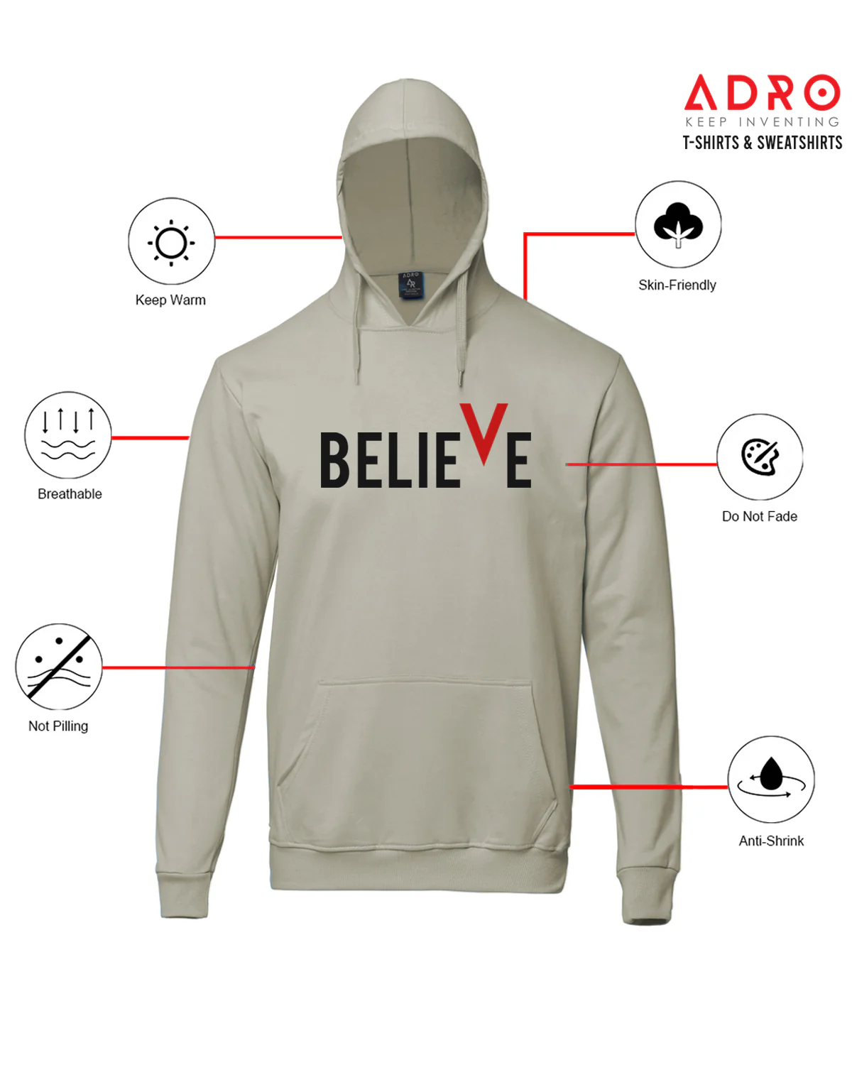 Men Beige Printed Hoodie - Image 3